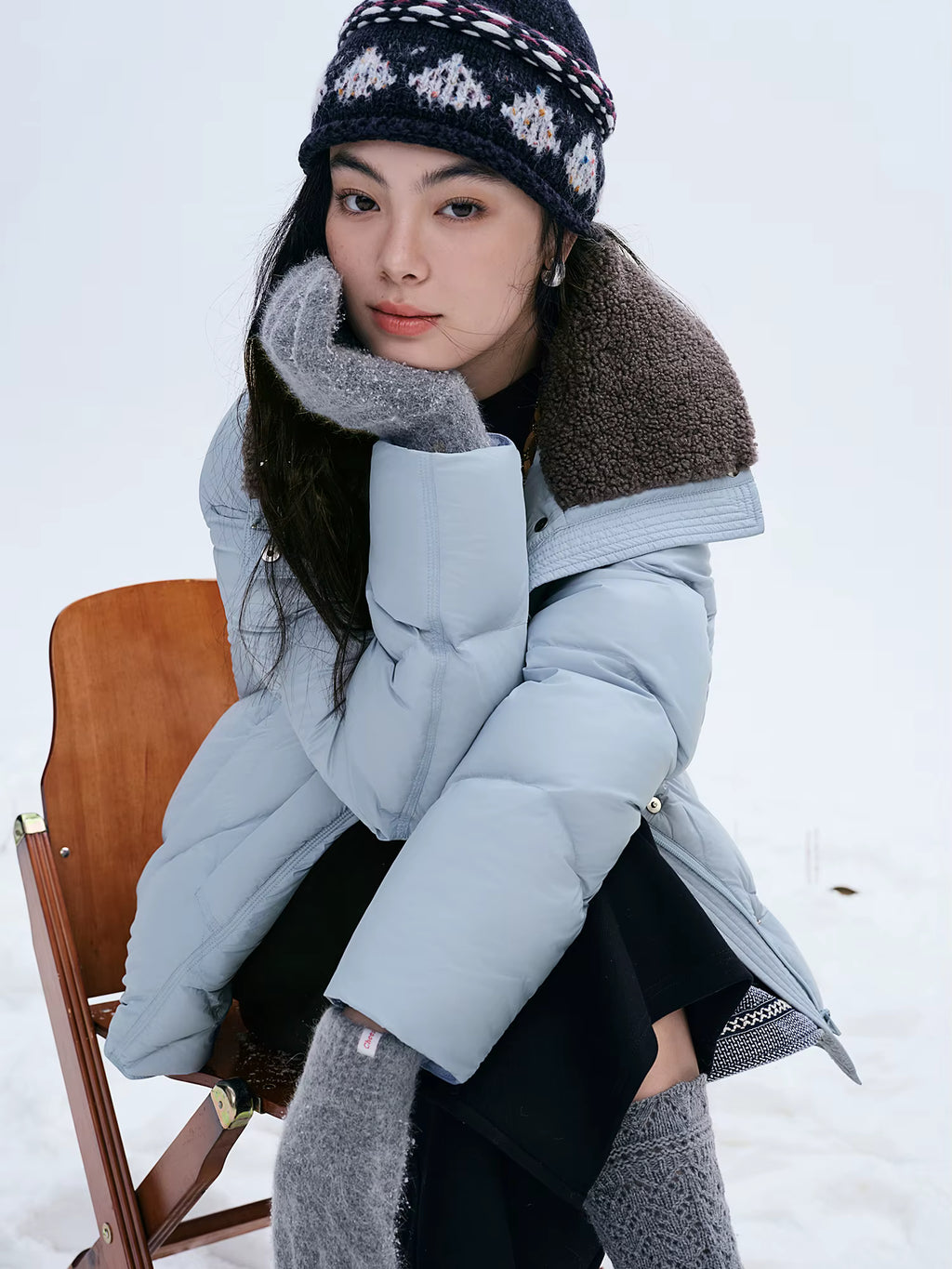 Furry Lapel Quilted White Duck Down Coats Women Casual Daily Retro Simple Loose Short Warm Coat Contrast Color Girlish BF