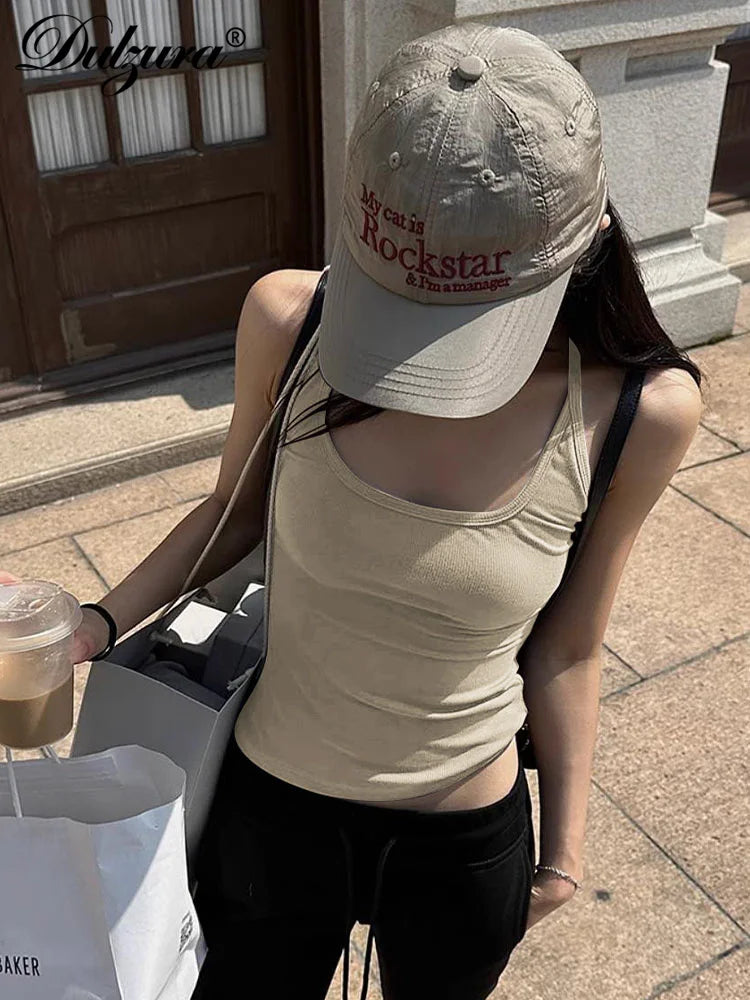 Dulzura Ribbed Crop Top Vest Camisole Solid 2024 Summer Women Party Club Y2K Clothes Streetwear Birthday Wholesale Drop Shipping