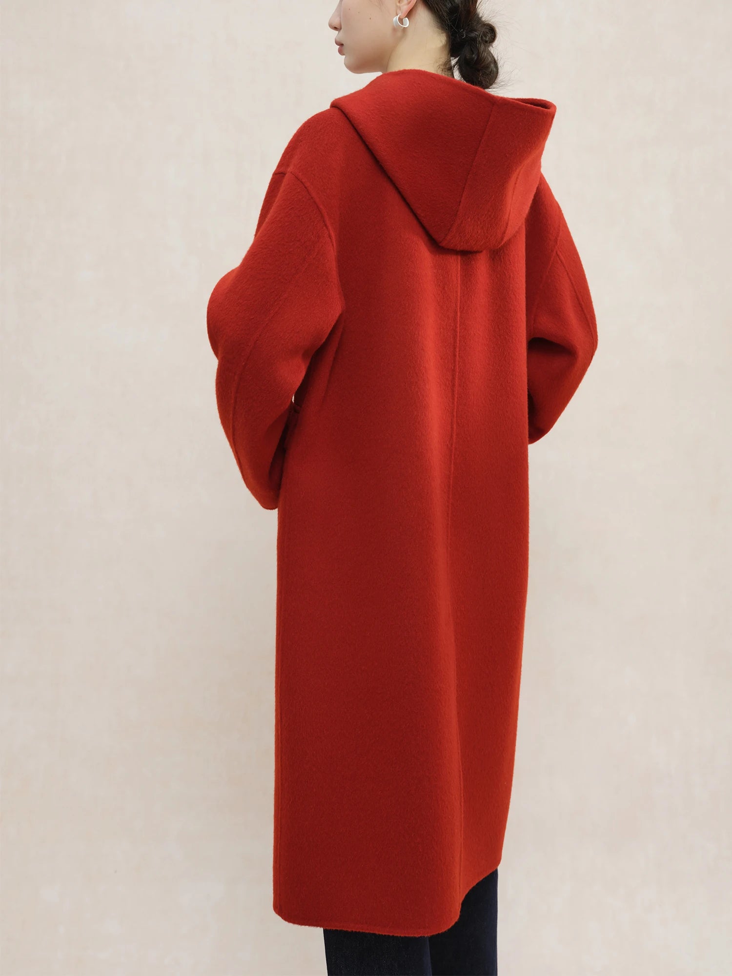 ZIQIAO Petite Size Red Cow Horn Button Wool Double-sided Woolen Coat for Women 2024 Winter New White Woolen Coat 24ZQ94258