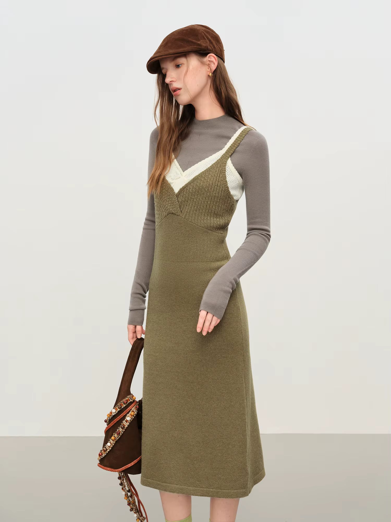 Women's Sleeveless Slip Dress Set 2025 Autumn Winter Knit Two Piece Outfit Relaxed Fit Loungewear Trendy Vest Strappy Dress