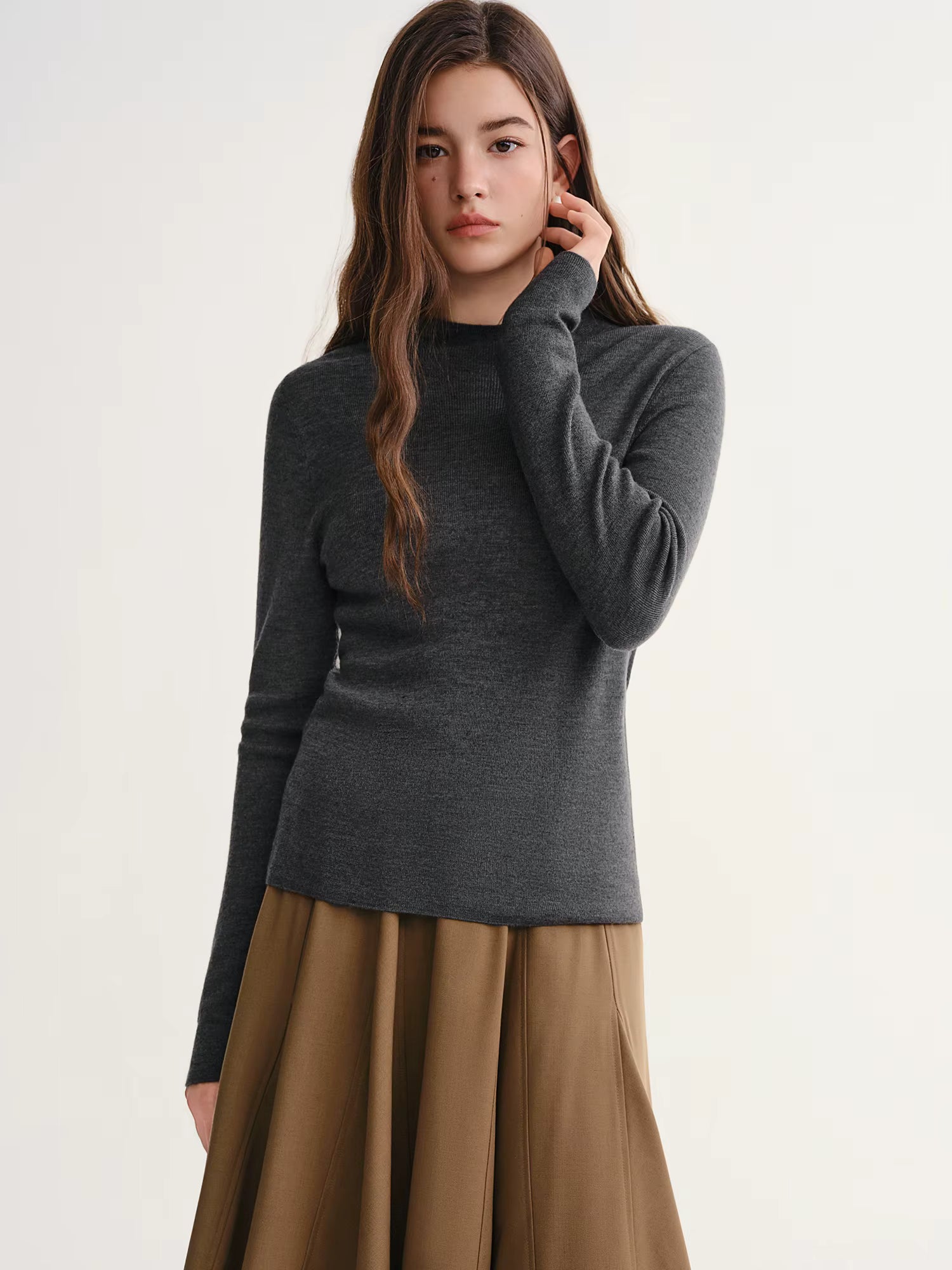 Women's Thermal Wool Blend T-Shirt 2025 Winter Warm Long Sleeve Knitted Base Layer Top Multi-Color Casual Comfortable