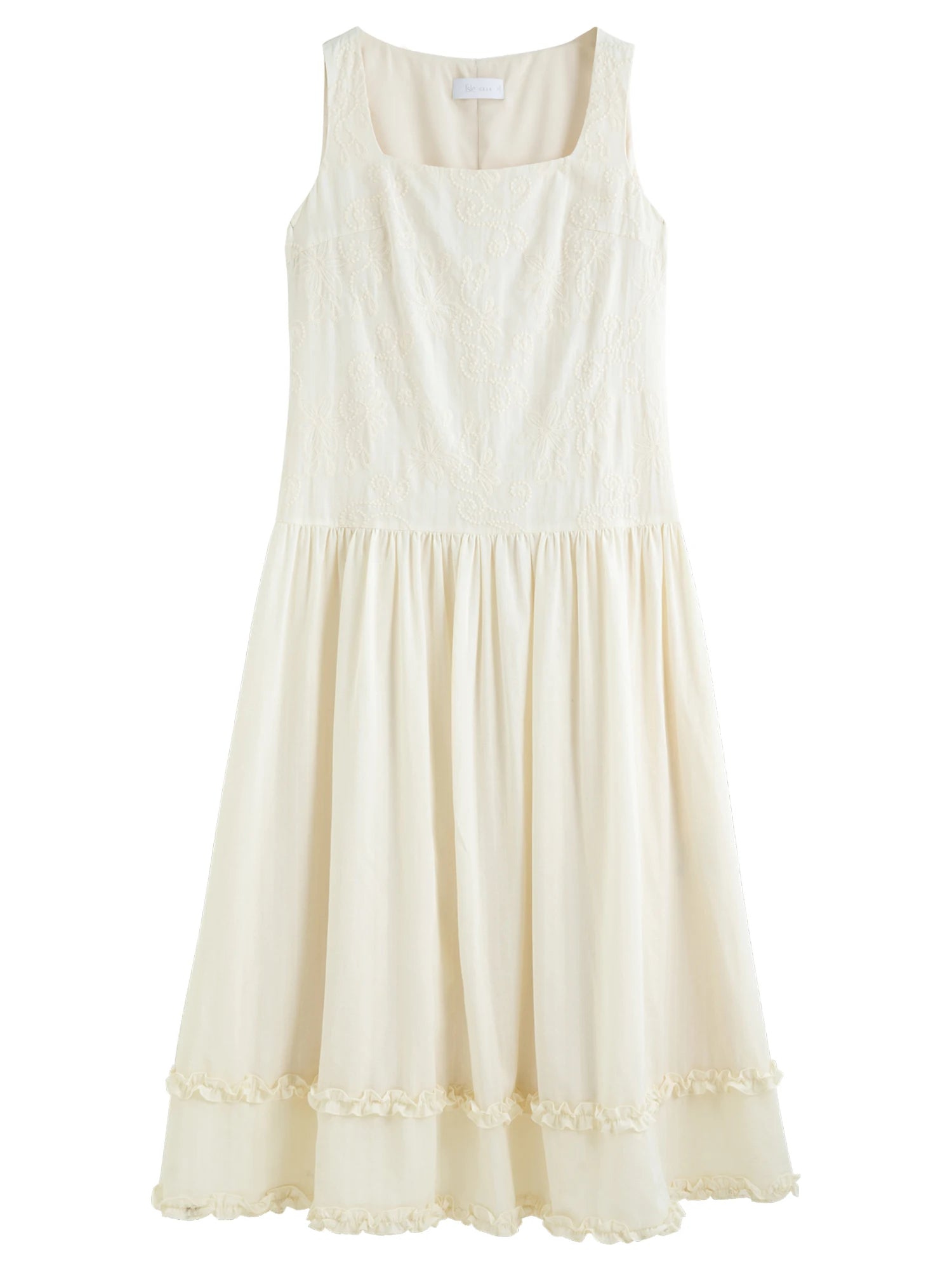 FSLE Elegant Sleeveless Square-neckline Embroidered Dress Women's Body-shaping Slimming New Summer 2025 Dresses