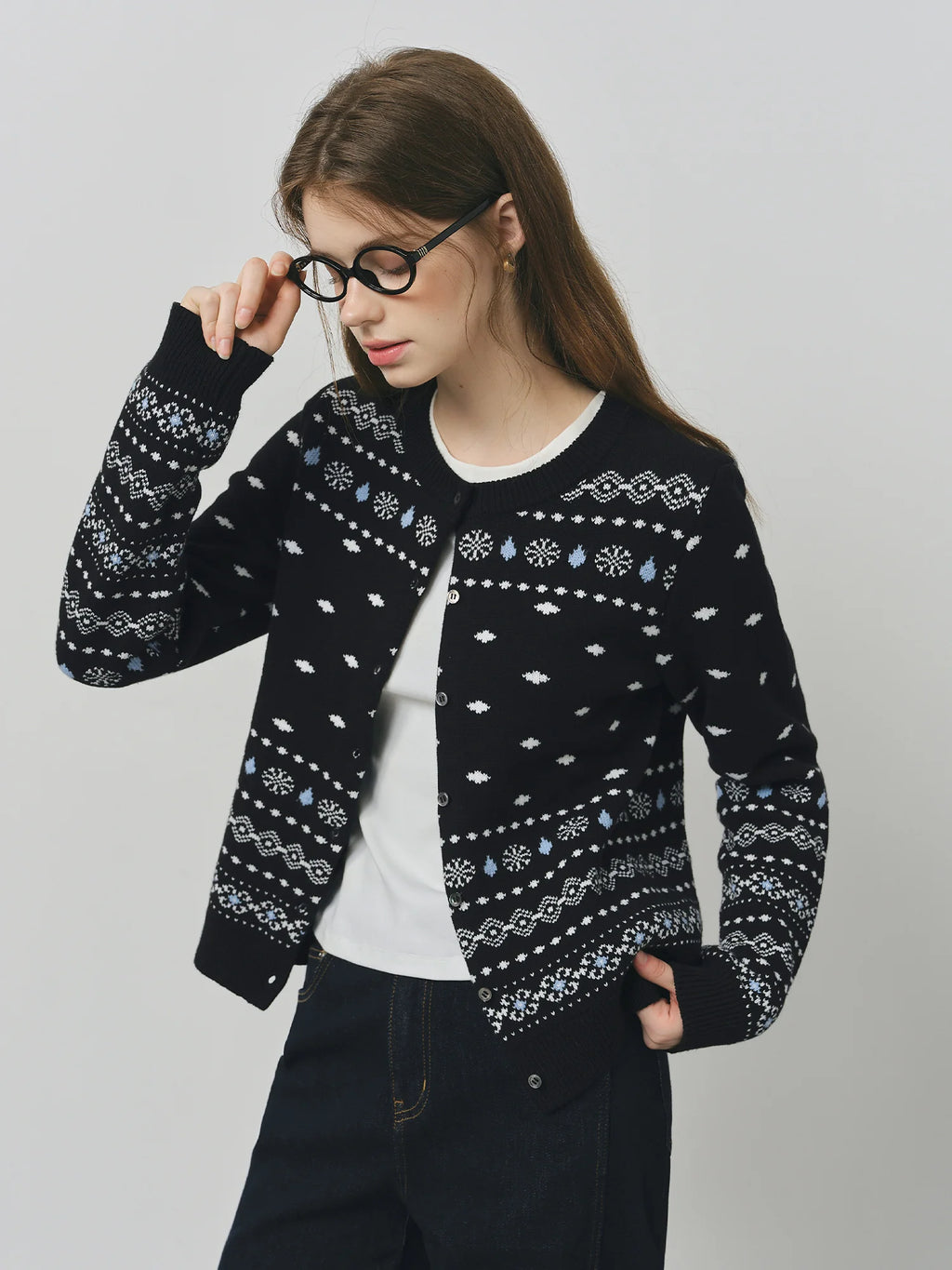 FSLE Fair Isle French Retro Jacquard Open Knit Women's Winter 2025 Slim Fit Sweater Women Clothing Sweaters Cardigan