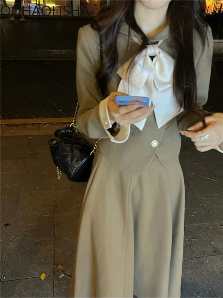 Sets for Women 2 Pieces Elegant Cardign Suit Coat Vintage Dress Sets New Two Piece Luxury Two Piece Set Women Outfit Autumer New