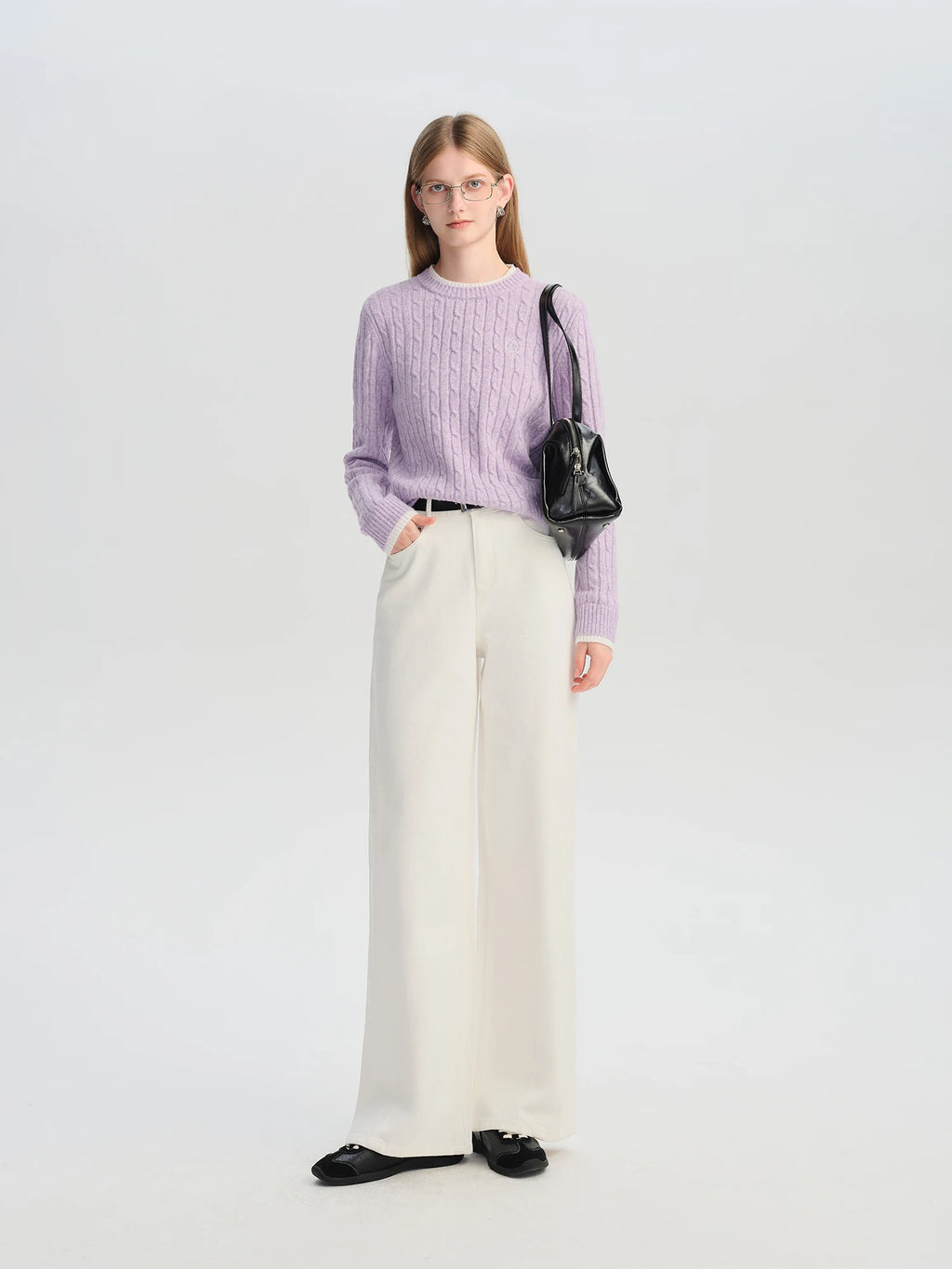 ZIQIAO-Petite Women's Mock Two-Piece Round Neck Jacquard Wool Knit Sweater Korean-Style Pullover Fall 2025 New Arrival Pullovers