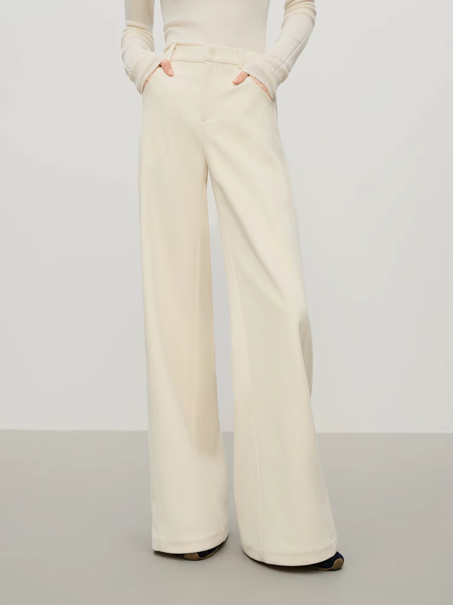 Vintage Relaxed Drape Straight Casual Tros Herringbone Fabric for Women Winter 2025 New Arrival Slimming Effect Pants