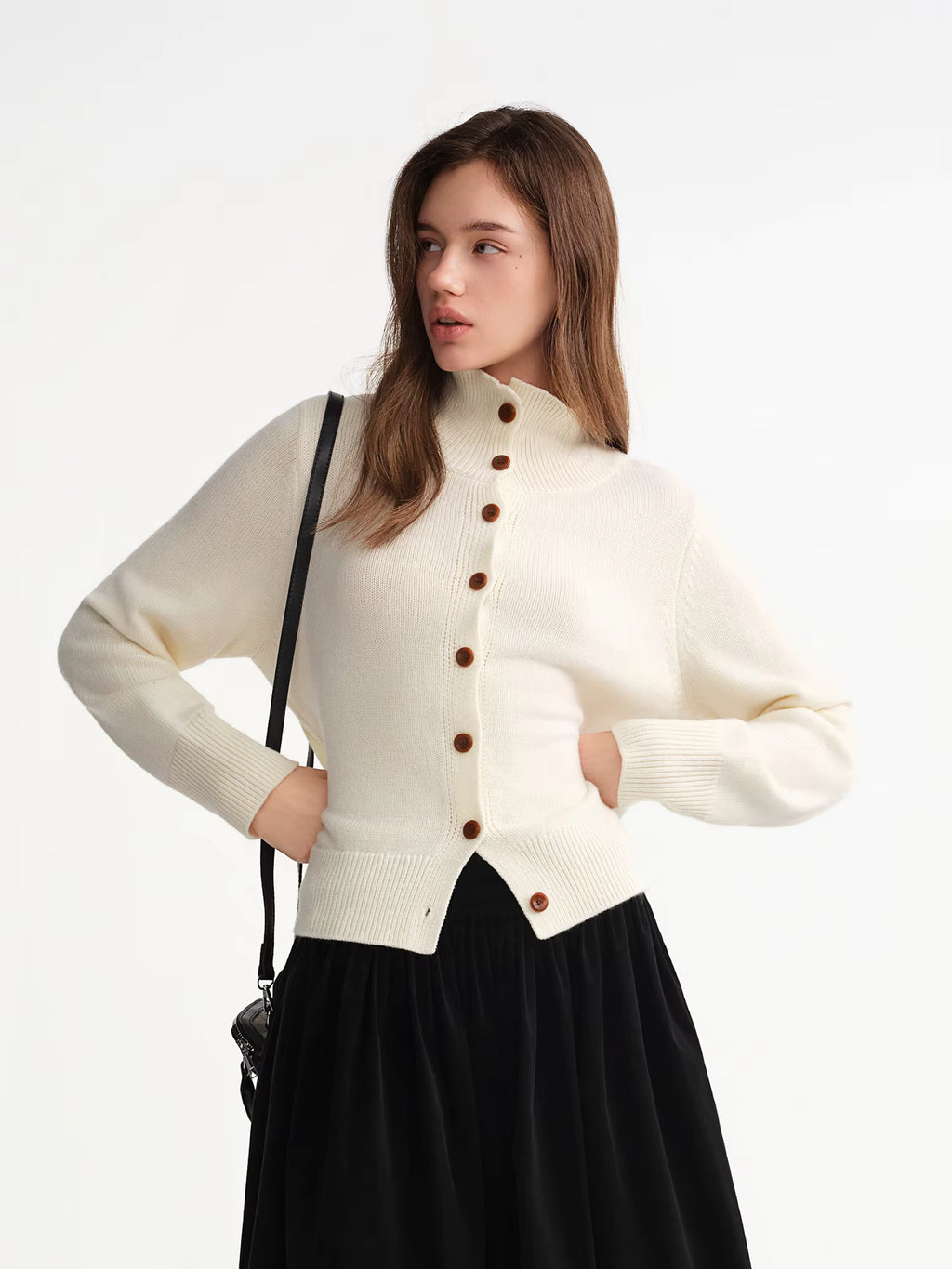 Simple Wool Knitted Cardigan Women 2025 Winter Multi Candy Color Ribbed Sweater Stand Collar Soft Warm Ins BF Tops Casual