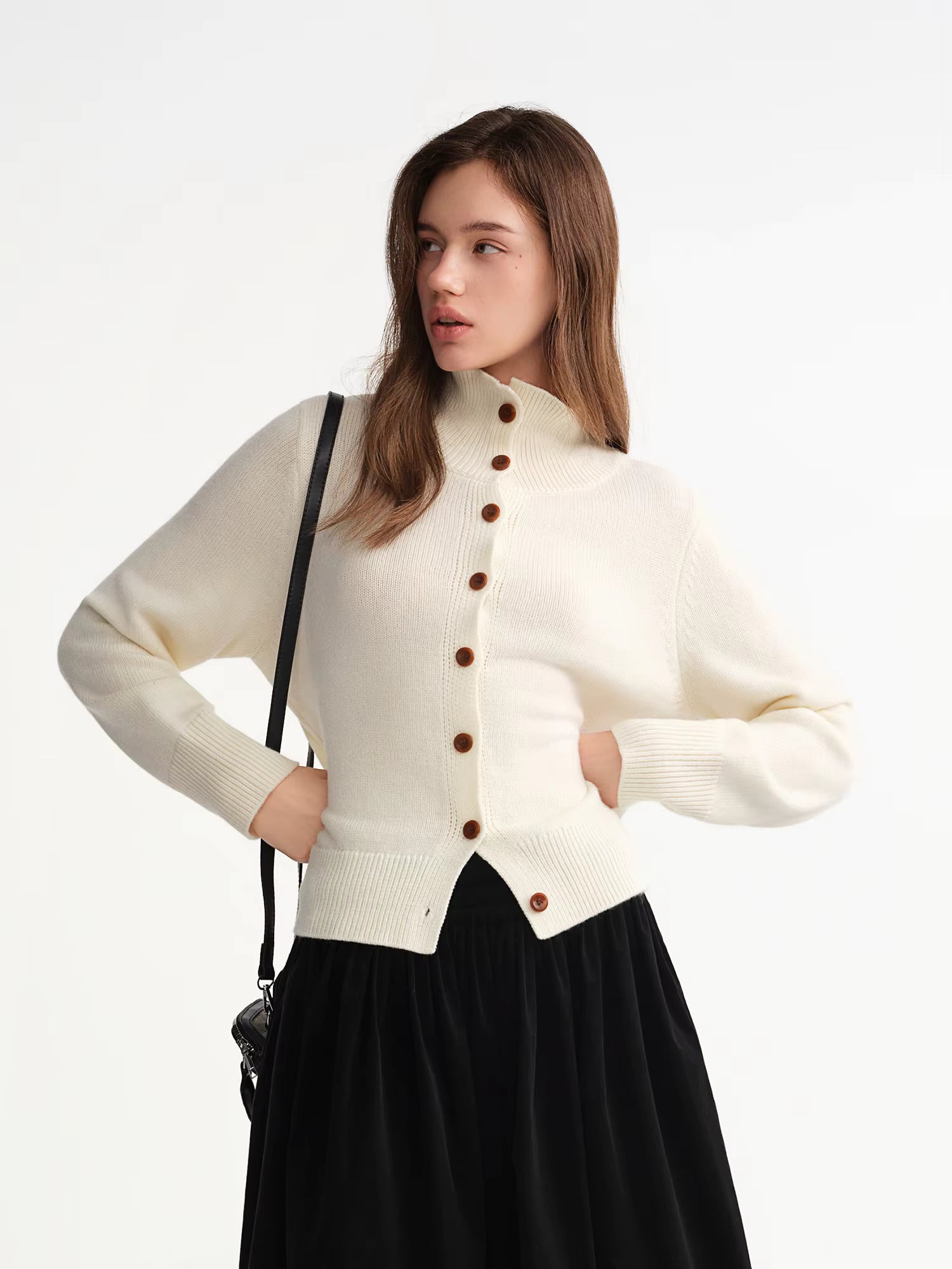 Simple Wool Knitted Cardigan Women 2025 Winter Multi Candy Color Ribbed Sweater Stand Collar Soft Warm Ins BF Tops Casual