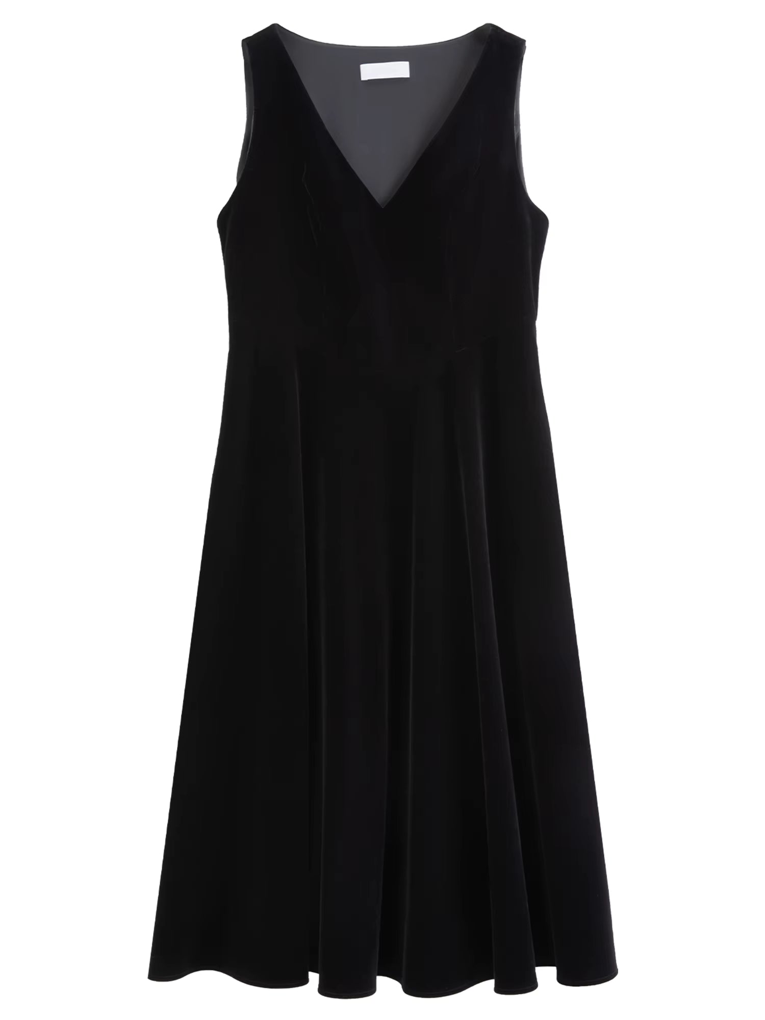 Stylish Plus-Size Flowing Velvet Waist defining Vest Design Dress - Autumn/Winter Deep V-Neck Sleeveless 2025 Winter New