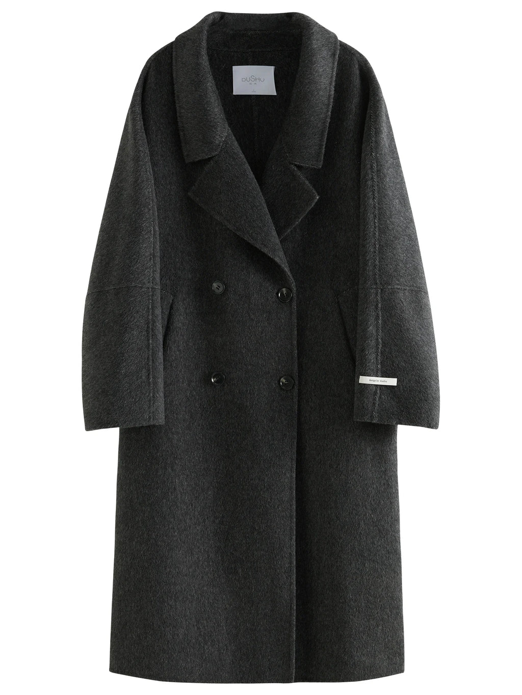 DUSHU 92.1% Wool Two Color Coat For Women 2024 Winter New Tweed Design Jacket Versatile Warm Wool Casual Blend Coat 24DS84126