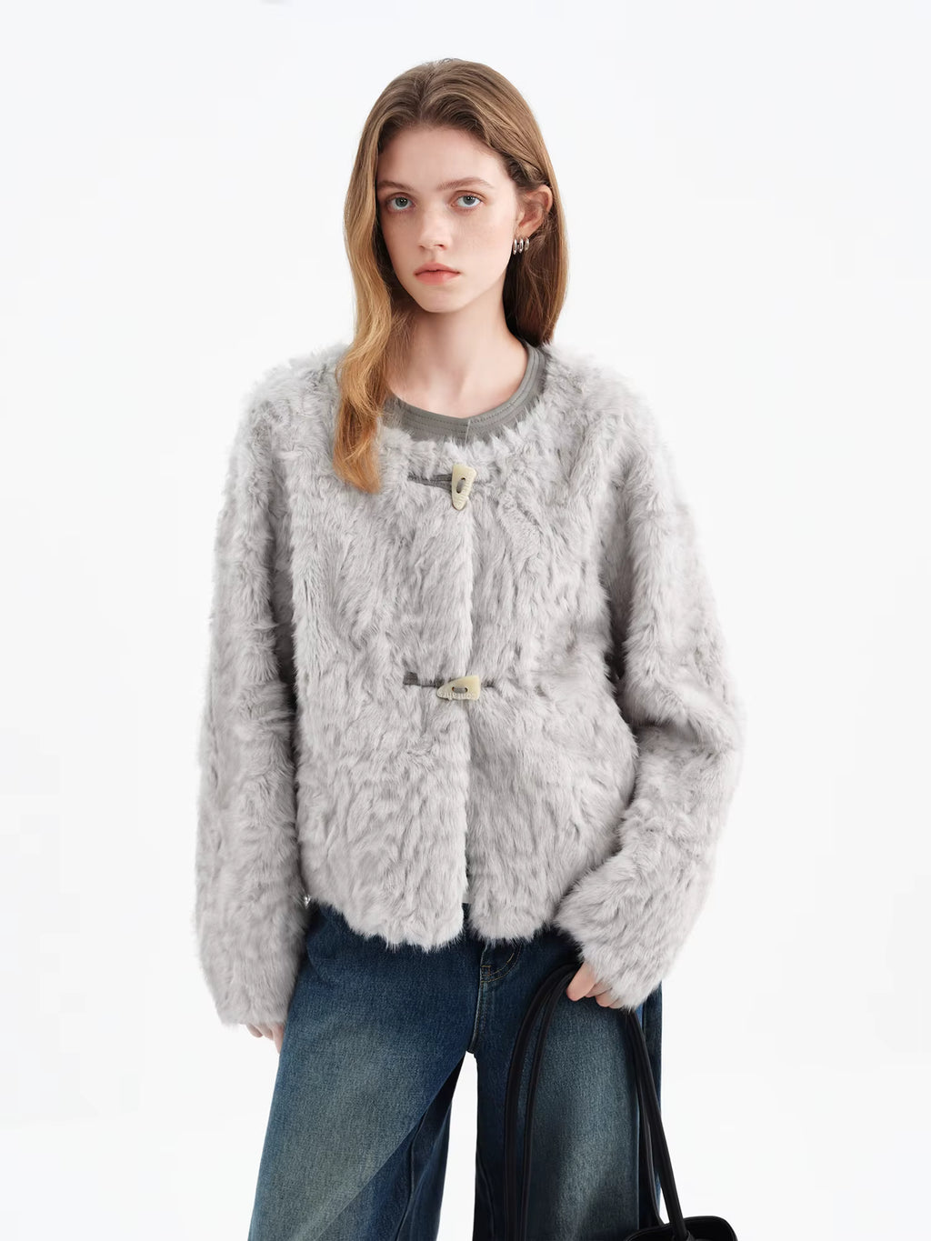 Premium Series】Faux Wool Embossed Suede Patchwork Short Jacket for Women 2025 Winter New Arrival College-Style Outerwear