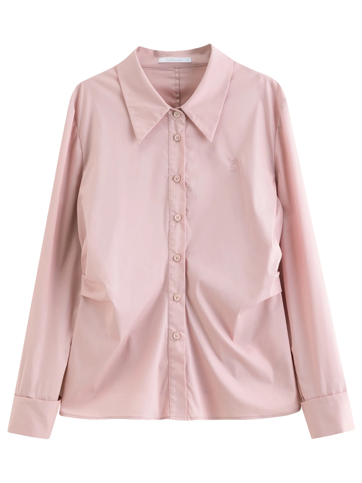 DUSHU Pleated Tie Waist Tricolor Shirt 2025 Autumn New Shirt Slim Tops A-line Skirts Women Suits