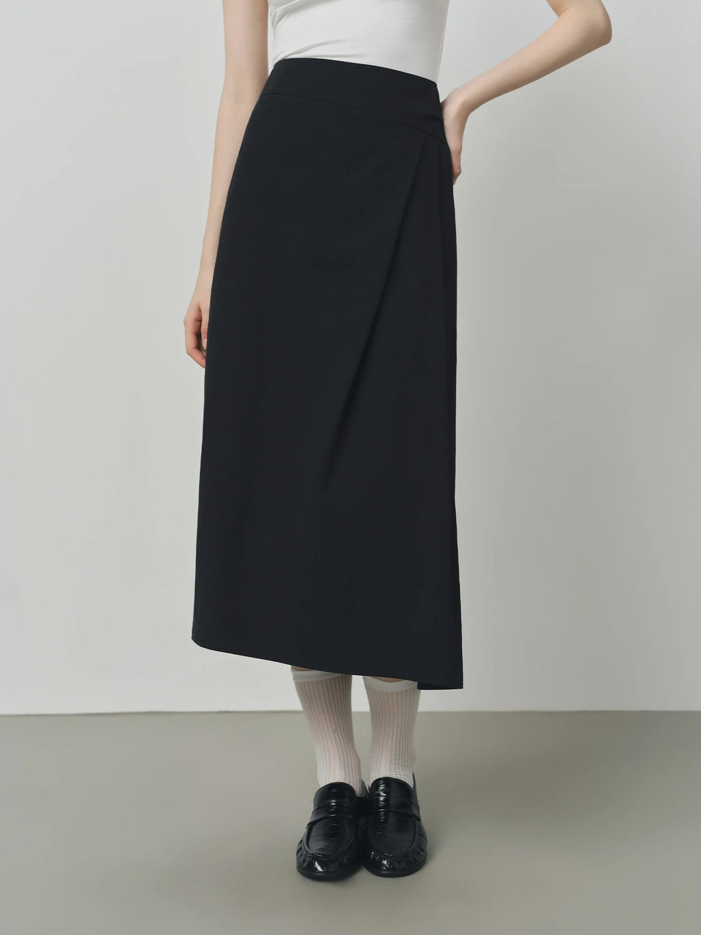 FSLE 2025 Women's High Waist A-Line Skirt - Irregular Hem Office Elegant Long Midi Autumn Textured Design with Loose Fit
