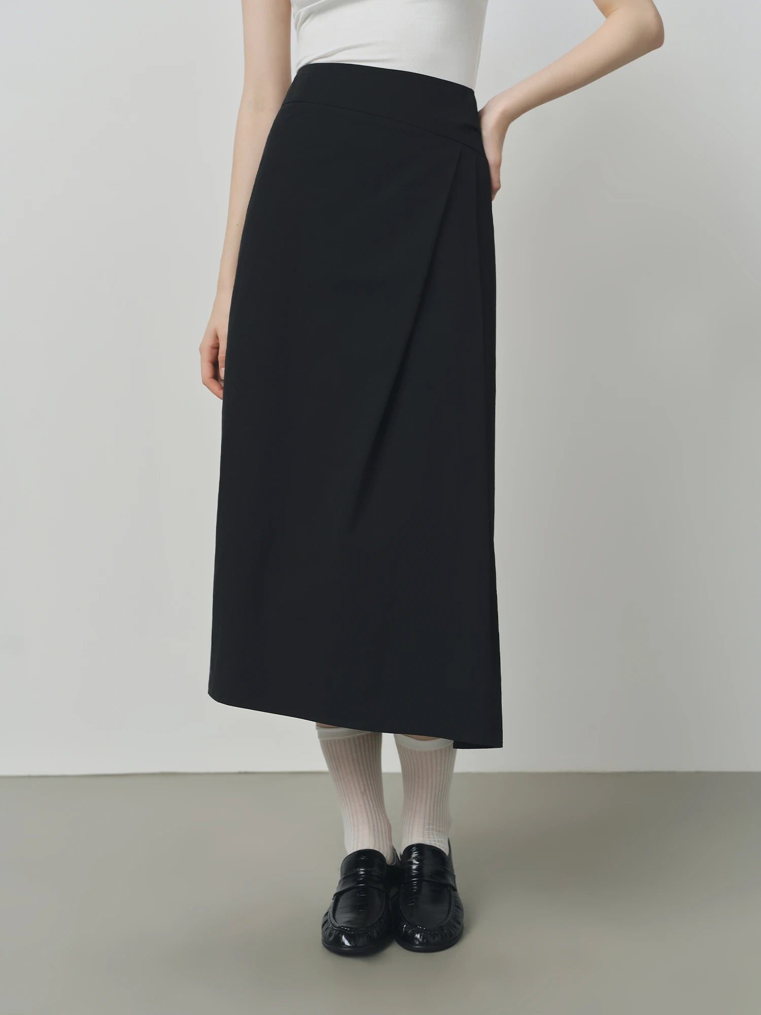 FSLE 2025 Women's High Waist A-Line Skirt - Irregular Hem Office Elegant Long Midi Autumn Textured Design with Loose Fit