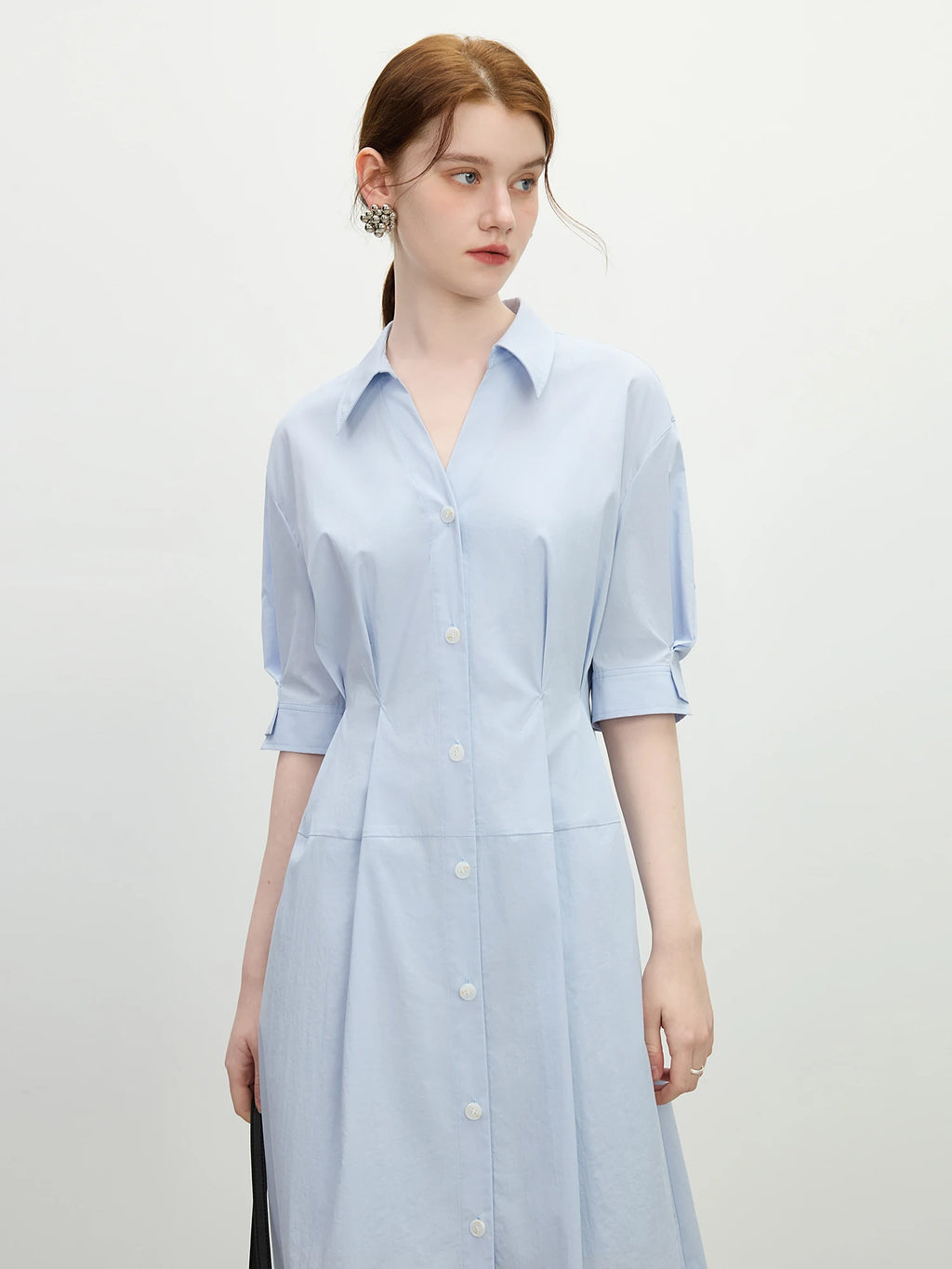 FSLE Structured Waist-Defining Shirt Dress 2025 Summer Elegant Office To Interview Attire 3D Tailored Chiffon Formal