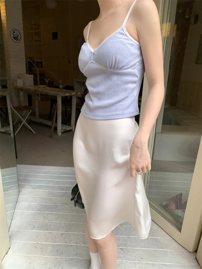 Women's Elegant Satin Mini Skirt with Bow Detail