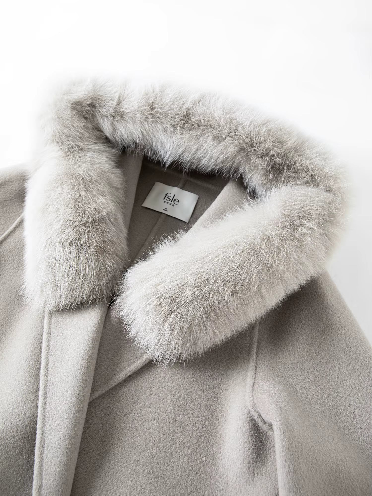 2025 Winter Women's Fox Fur Hooded Double Faced Wool Coat Long Plush Outerwear Vintage Elegant Warm Wool Coat Soft Coat