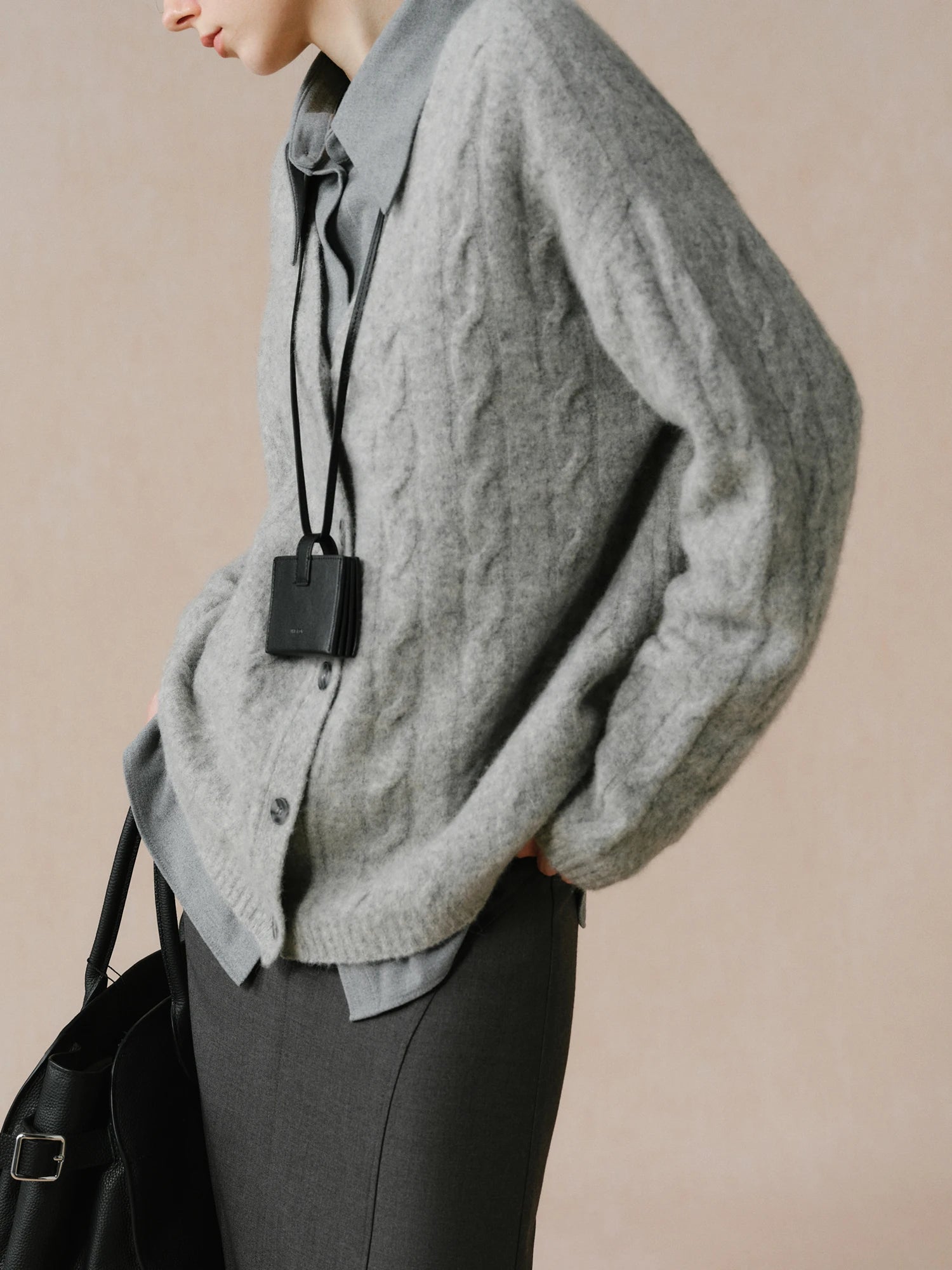 FSLE 44.1% Sheep Wool Elegant Style Knitted V-neck Cardigan 2024 Autumn Winter New Design Lazy Commuter Chic Warm Top 24FS14305