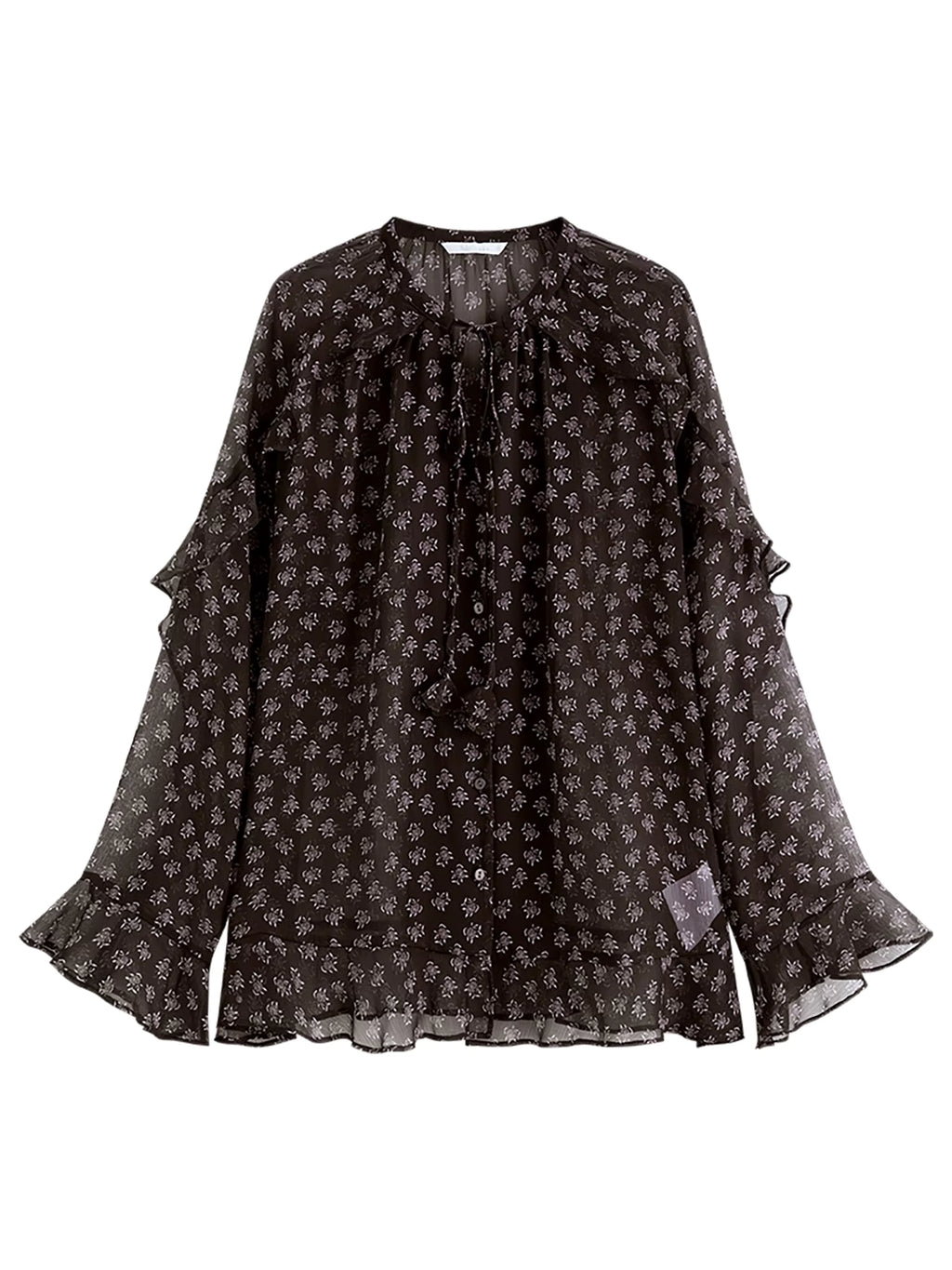 Light Elegance Spring Collection Lace Collar Tie Waist Flowy Blouse for Women 2026 Spring New Arrival Including camisole
