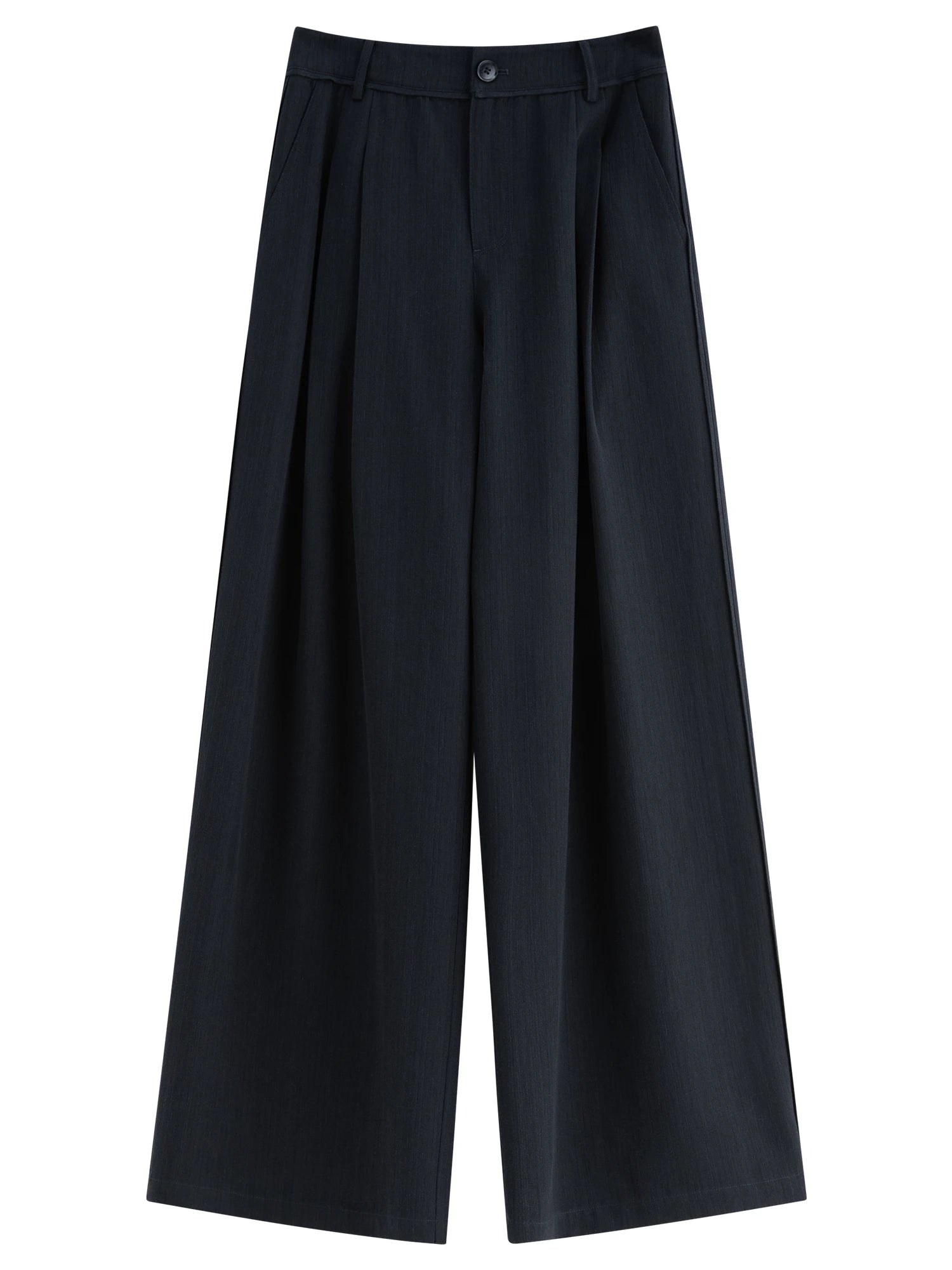 FSLE Retro Style Loose Pleated Drape Straight Pants For Women 2025 Autumn New Arrival Wide-leg Casual Pants