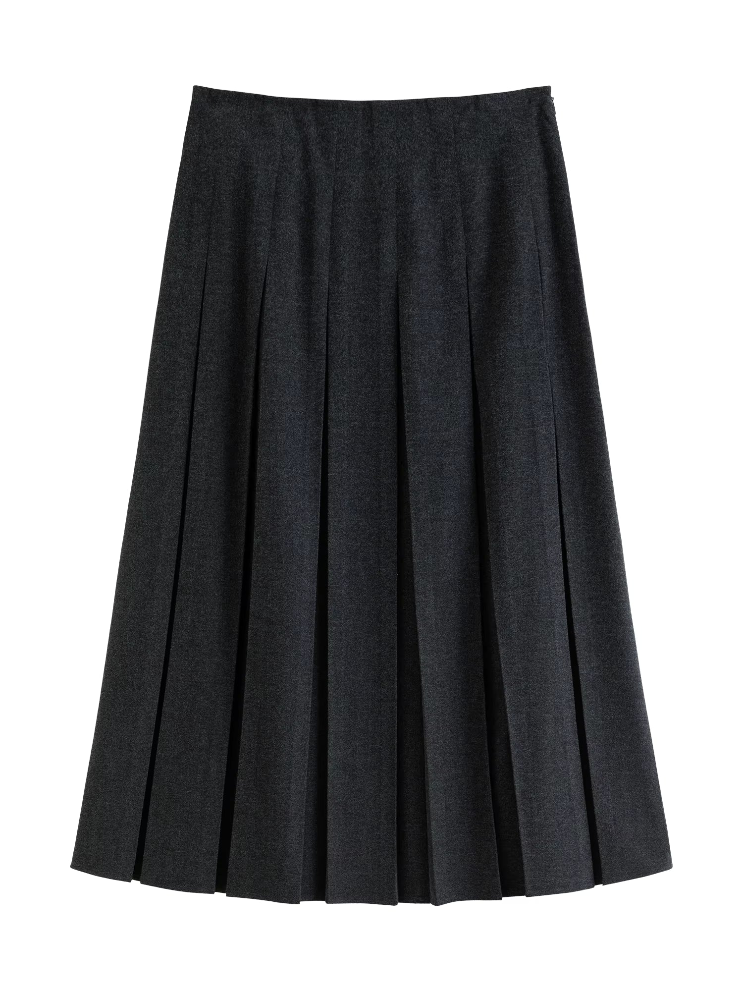 Long Pleated Skirt Women Gray Solid Simple Basics 2025 Autumn and Winter High Waist A-line Mini Skirt Korean Style