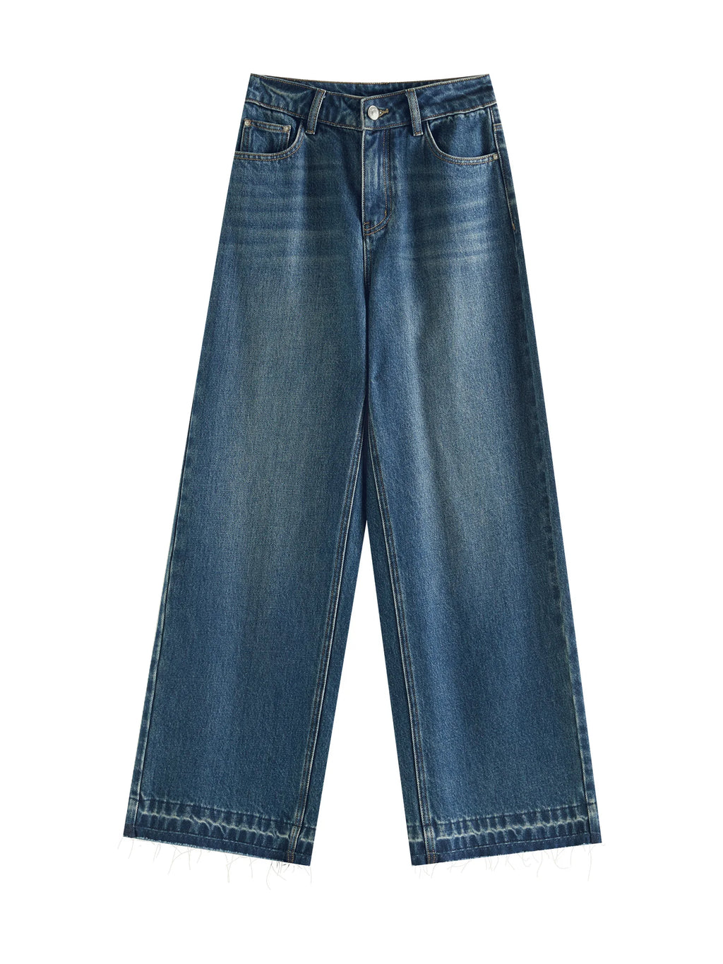 ZIQIAO Women Thicken Jeans Winter Dark Denim Blue Long Trousers Cotton Commuter Women Full Length Straight Jeans 24ZQ94221