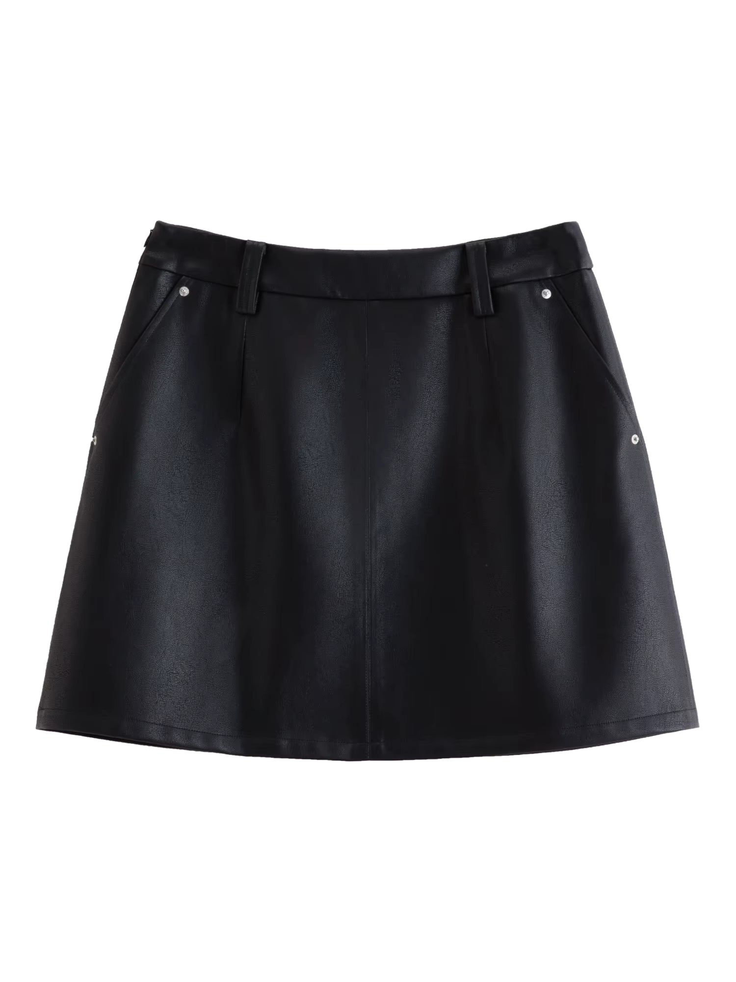 Plus-size Women High-waisted A-line Leather Skirt Winter 2025 New Arrival from the Bold Black Brown Collection Half Skirt