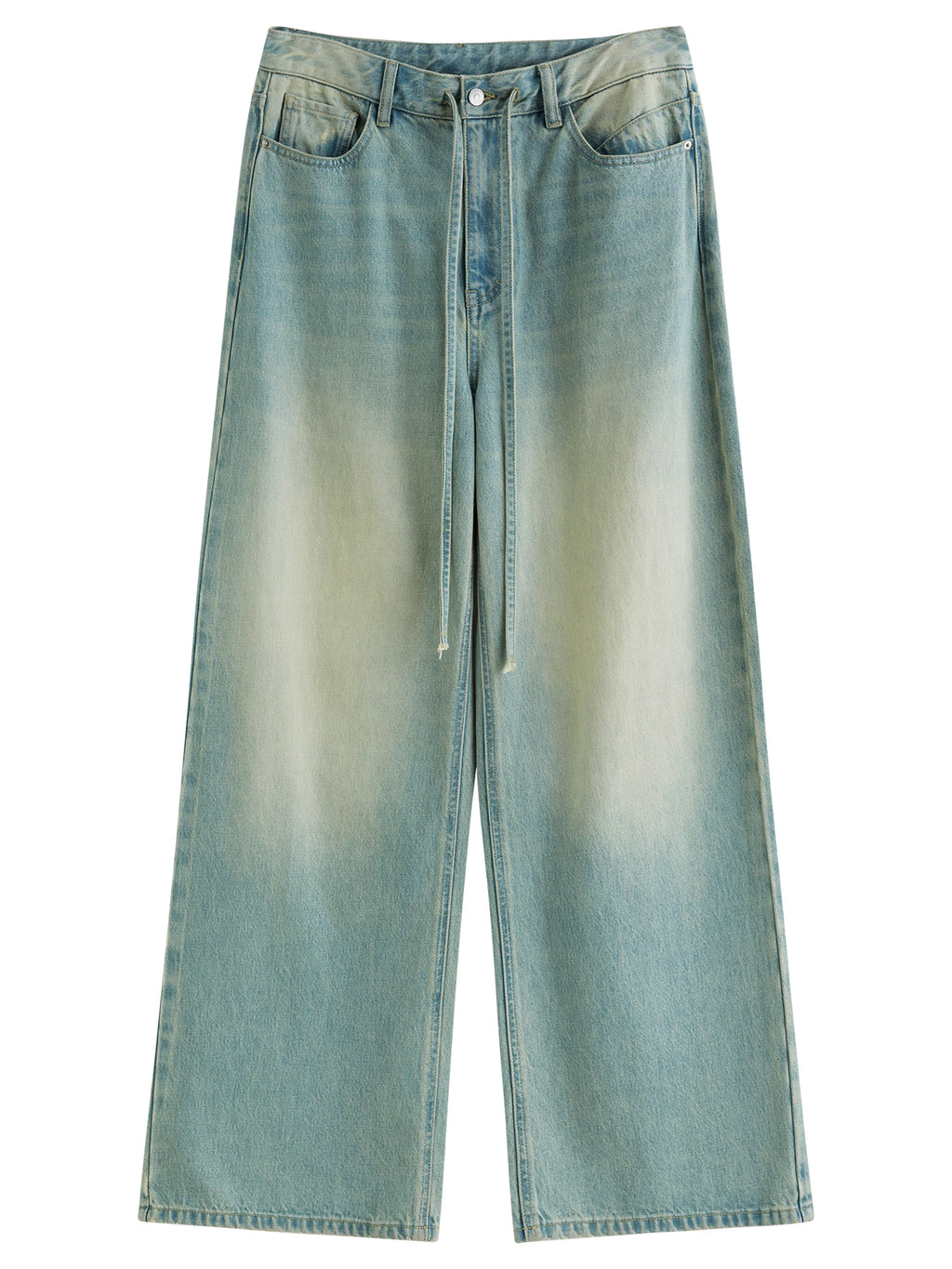 FSLE American Retro Distressed Lace-up Wide-leg Jeans 2025 Autumn New Straight Jeans