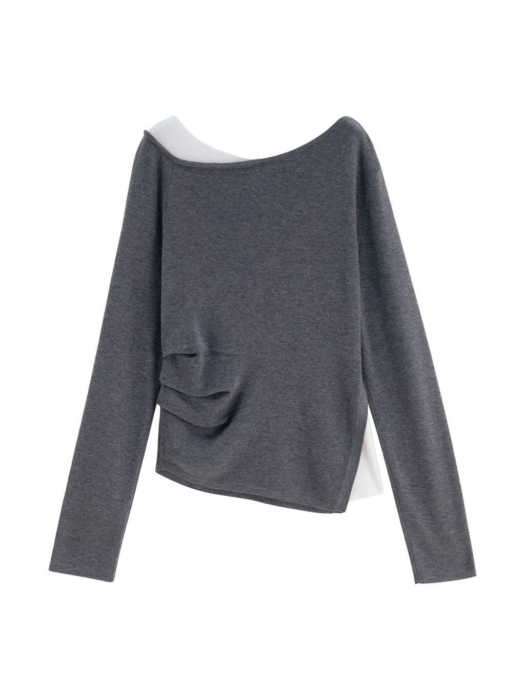 ZIQIAO Gray Mock Two-Piece Knit Set for Petite Women Fall 2025 New Arrival Elegant Complete Outfit Gray White Striped Top Skirt