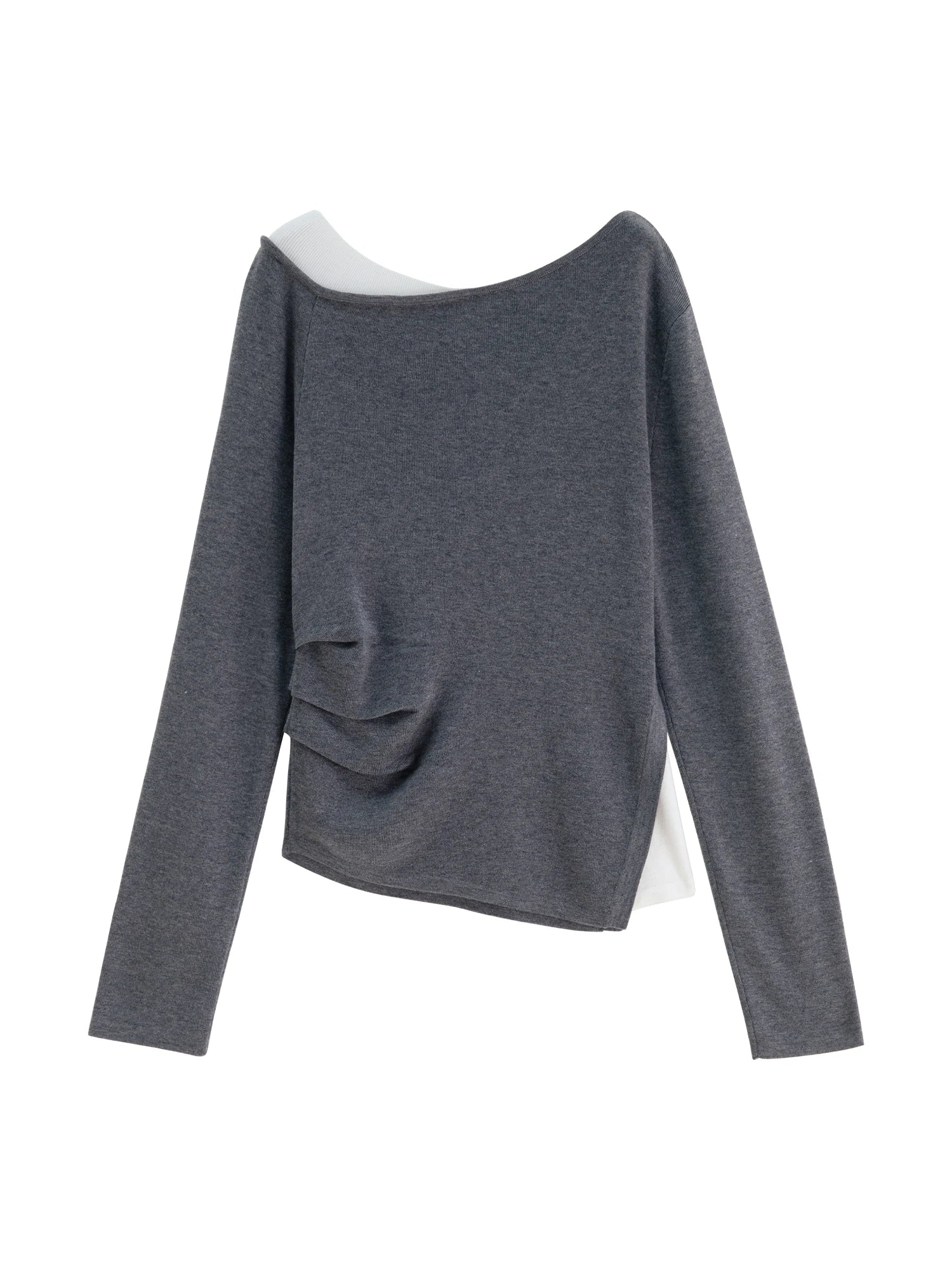 ZIQIAO Gray Mock Two-Piece Knit Set for Petite Women Fall 2025 New Arrival Elegant Complete Outfit Gray White Striped Top Skirt