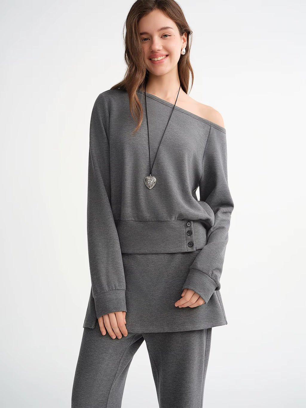 Plus Size Women's Off-Shoulder Hoodie Two-Piece Fashion Set with Unique Design Fall Winter 2025 Style Fantasy Collection