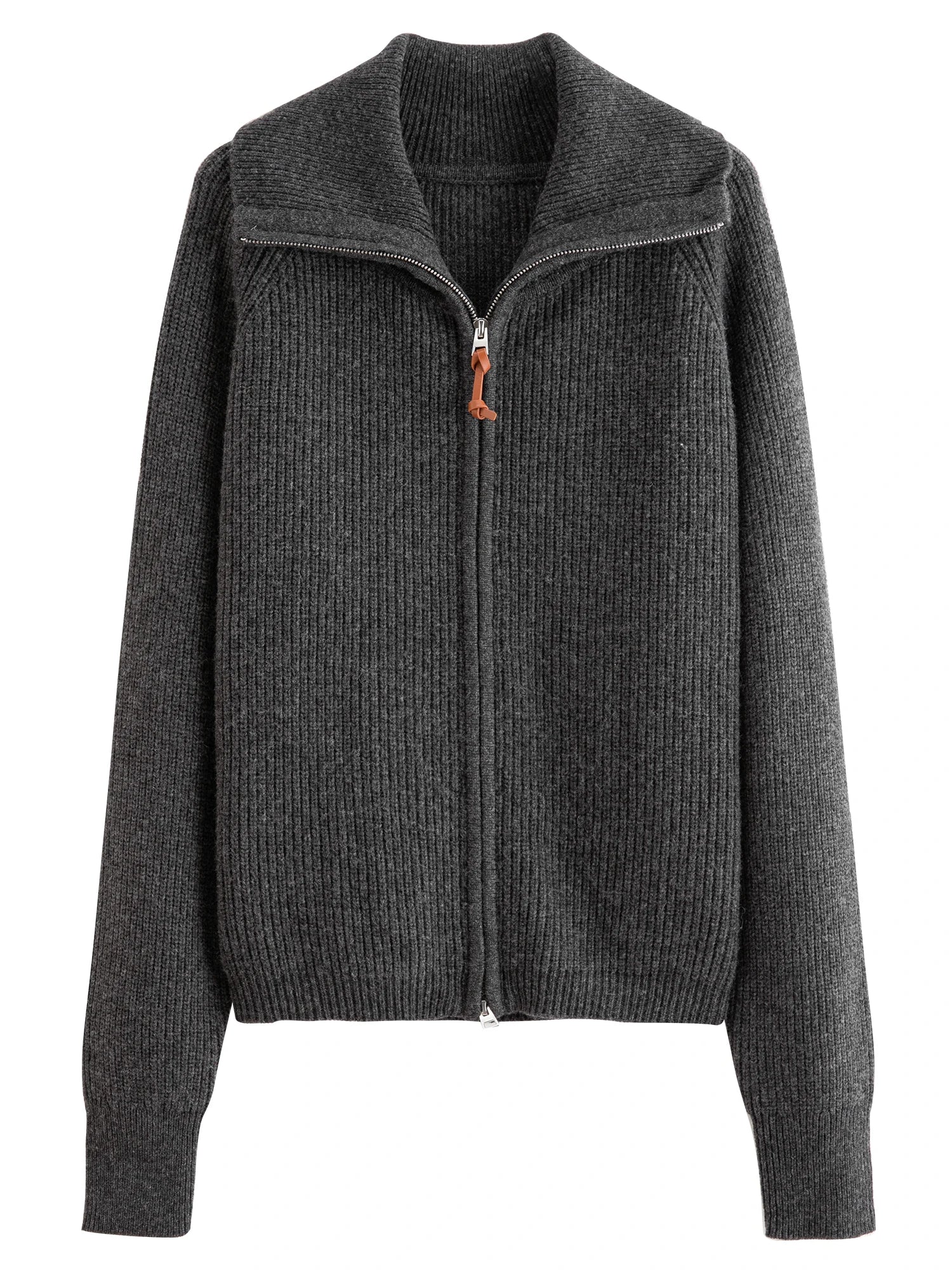 FSLE Women Relaxed Fit Oversized Wool Blend Knit Cardigan Coat Fall Winter 2025 New Style Zipper Front Outerwear Top for Casual