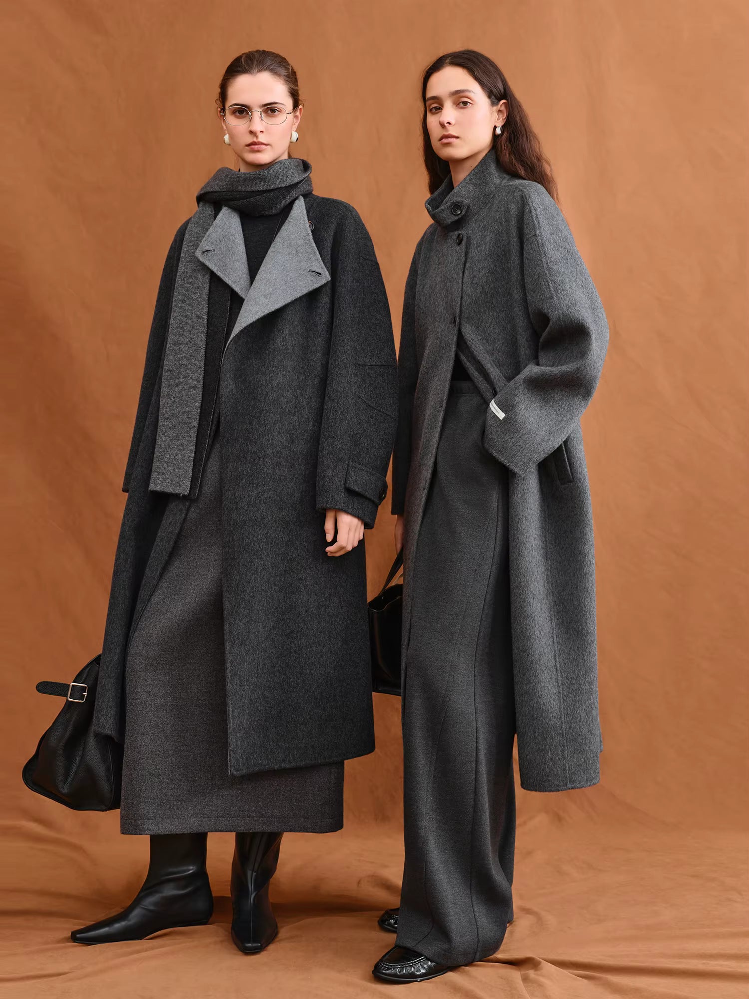 【Premium Series】 Stylish Luxury Cashmere Overcoat & Cozy Women's Scarf Double-Faced Tweed Outerwear for 2025 Winter