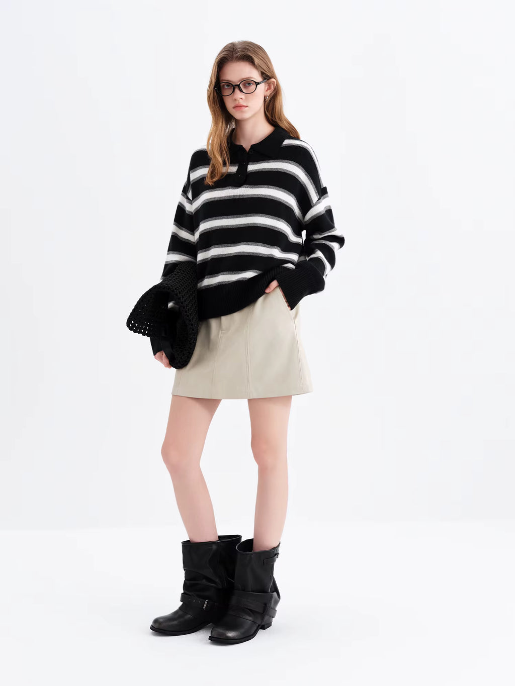 2025 Winter Women High Waist A-Line Short Skirt in Faux Leather - Versatile Flattering Stretch Mini Skirt for Daily Casual