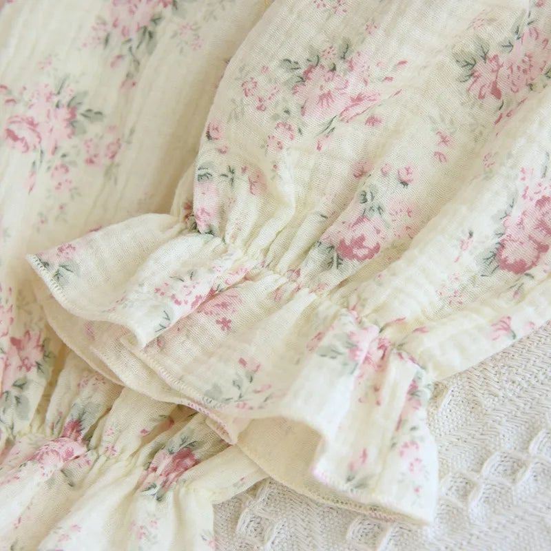 NEW Cute Korean Pajama For Women Loose Sweet Lace Princess Style Soft Cotton Pajamas Skin-friendly Casual Homewear Nightgown