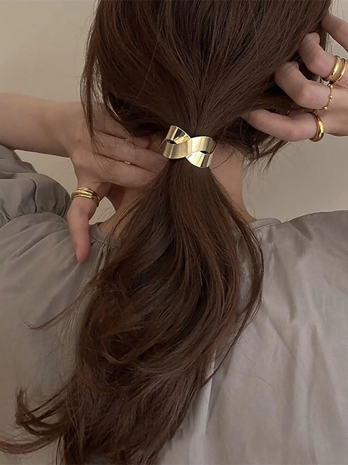 Korean Fashion Metal Irregular Double-Layer Hair Bands Ropes Women Headband Elastic Hairband Ponytail Holder Hair Accessories
