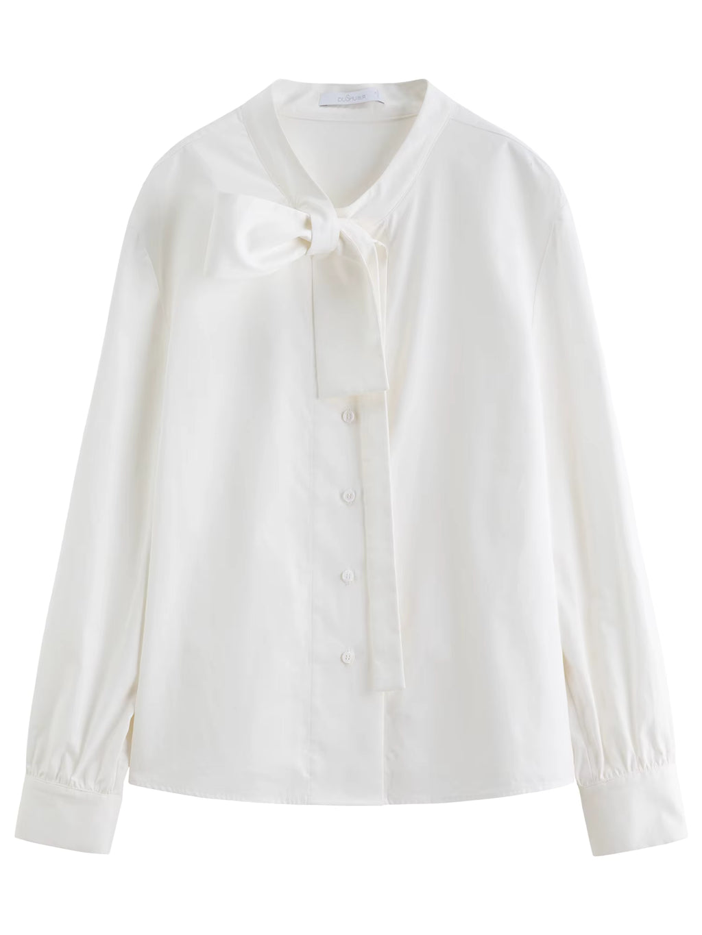 Plus-size Women's Clothing 【Pure White Intent】 Irregular Bow Strap Shirt Fall-Winter Casual Versatile Top Women Shirt