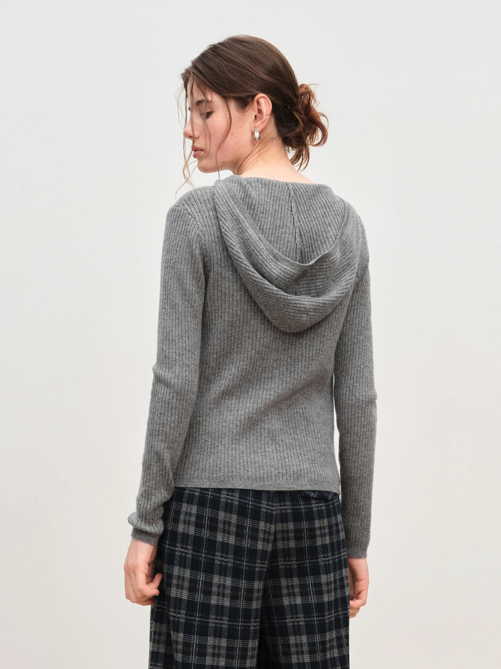 Winter 2025 Women's Hooded Knit Cardigan - Stand Collar Pure Wool Open Front Coatigan Textured Design for Casual Elegance