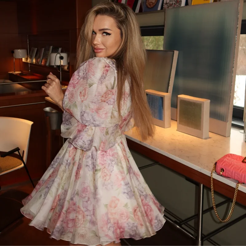 Ethereal Floral Ruffle Mini Dress