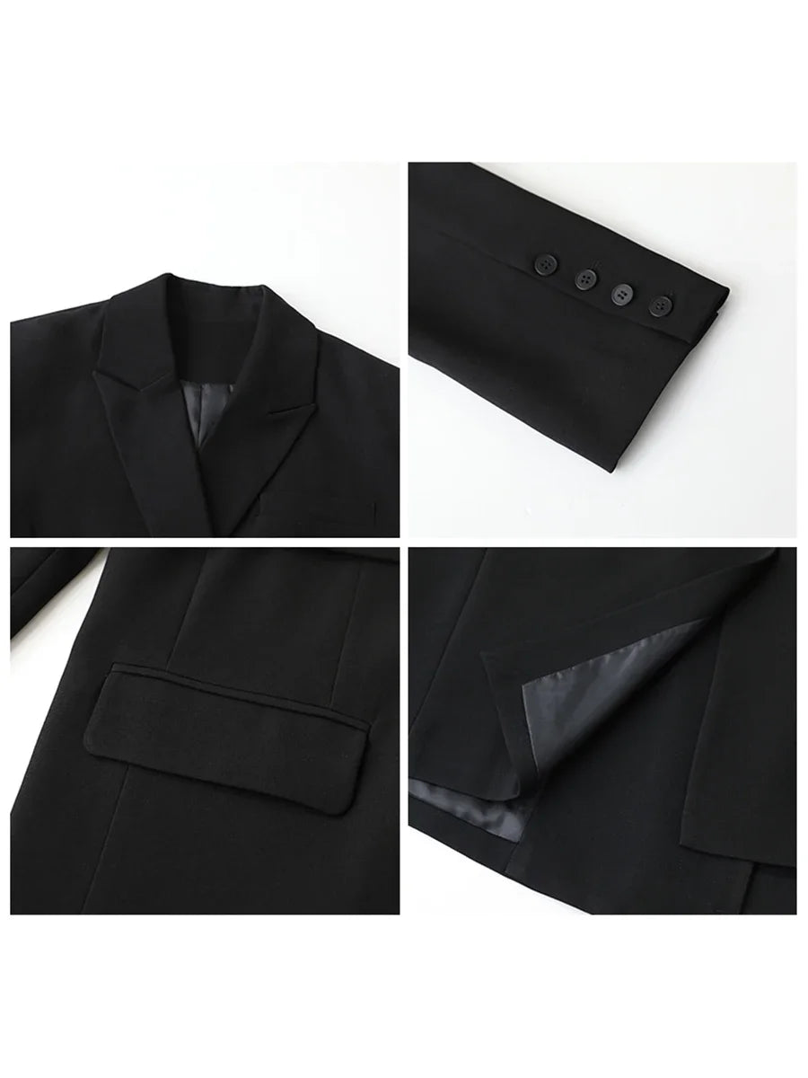 CHIC VEN Women's Blazers Fashion Design Solid Loose Suits Wide Shoulder Ribbon Office Lady Female Clothing Spring Autumn 2024
