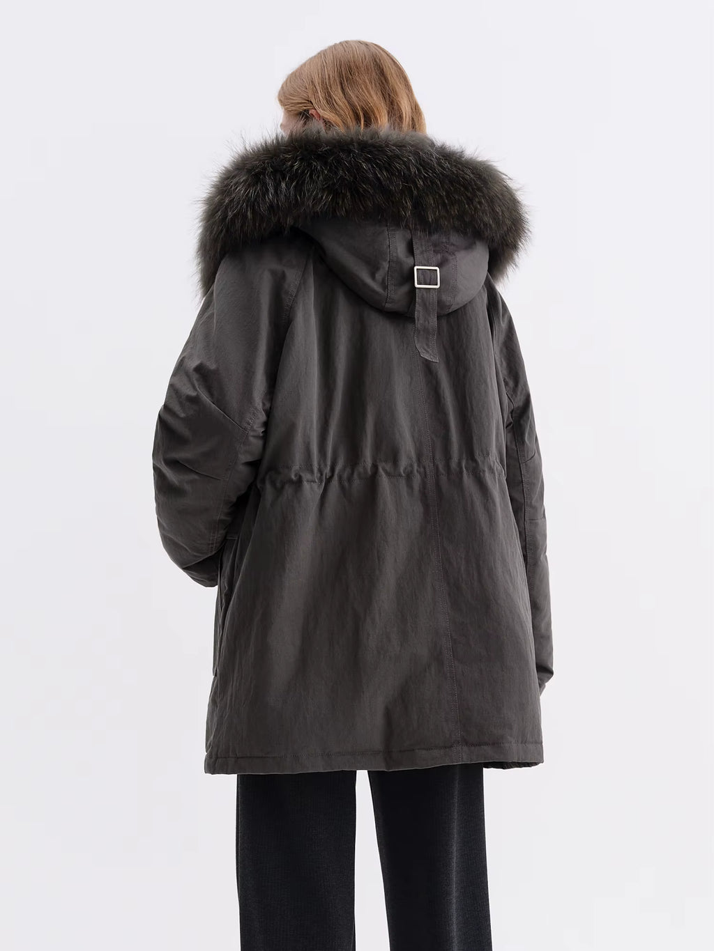 Raccoon Dog Fur-Lined Collar Parka Mid-Length Down Jacket for Women Winter 2025 New Arrival Keep Warm Khaki Down Coat