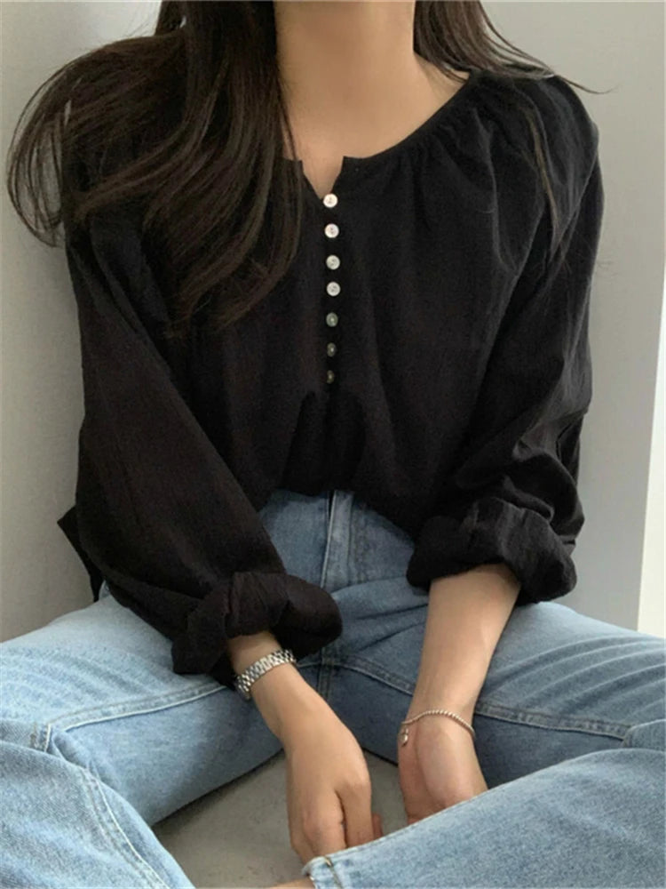BL3198 New 2024 Elegant Vintage Office Lady Oversized Fashionable Korean Style Wild Spring Summer Women's Blouses Shirts Tops