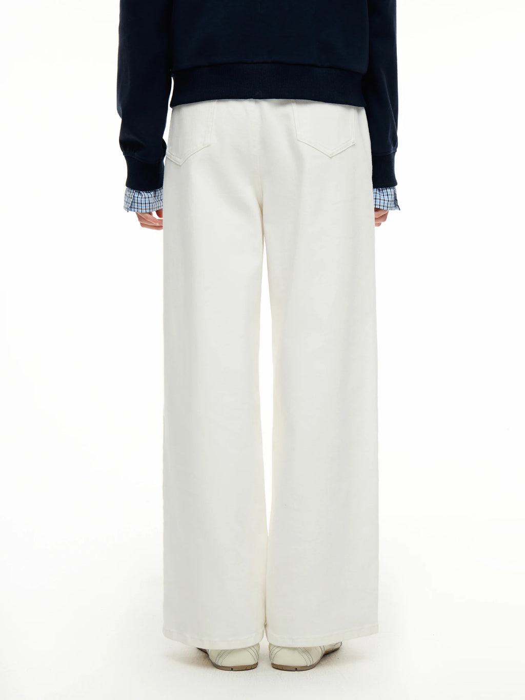 DUSHU White Versatile Casual Loose Jeans 2024 Autumn New Design High Waist Office Wear Casual Pants For Women 24DS83149
