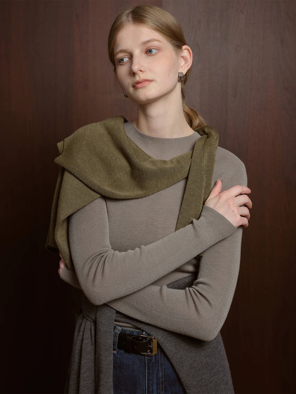 ZIQIAO Wool Sweater for Women Autumn and Winter New 18 Needle Nude Seamless Knitted Bottoming T-shirt