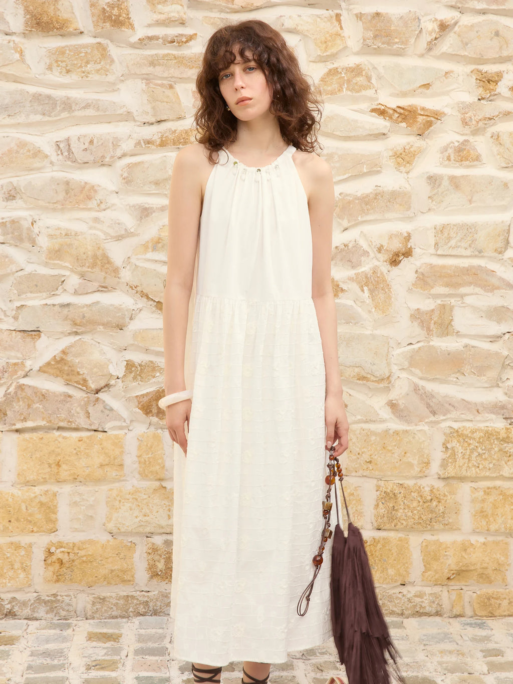 ZIQIAO 【Self-Pleasing Little White Dress】- 2025 Summer Elaborate Embroidered Strapless Long Dress for Petite Women