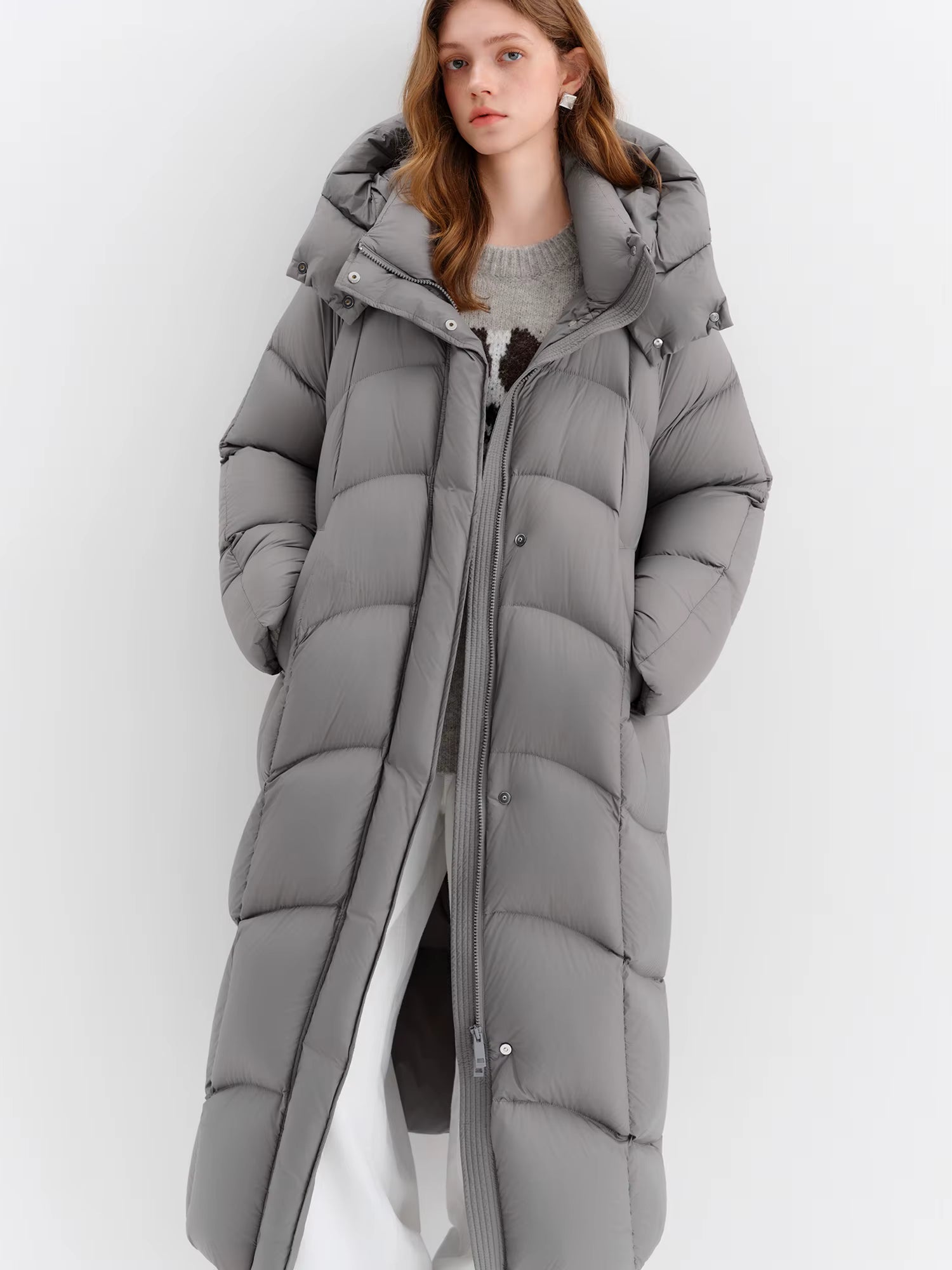 【Premium Series】Women Stylish Hooded Long Winter Parka White Goose Down 2025 New Arrival High-Fill Down Outerwear Coats