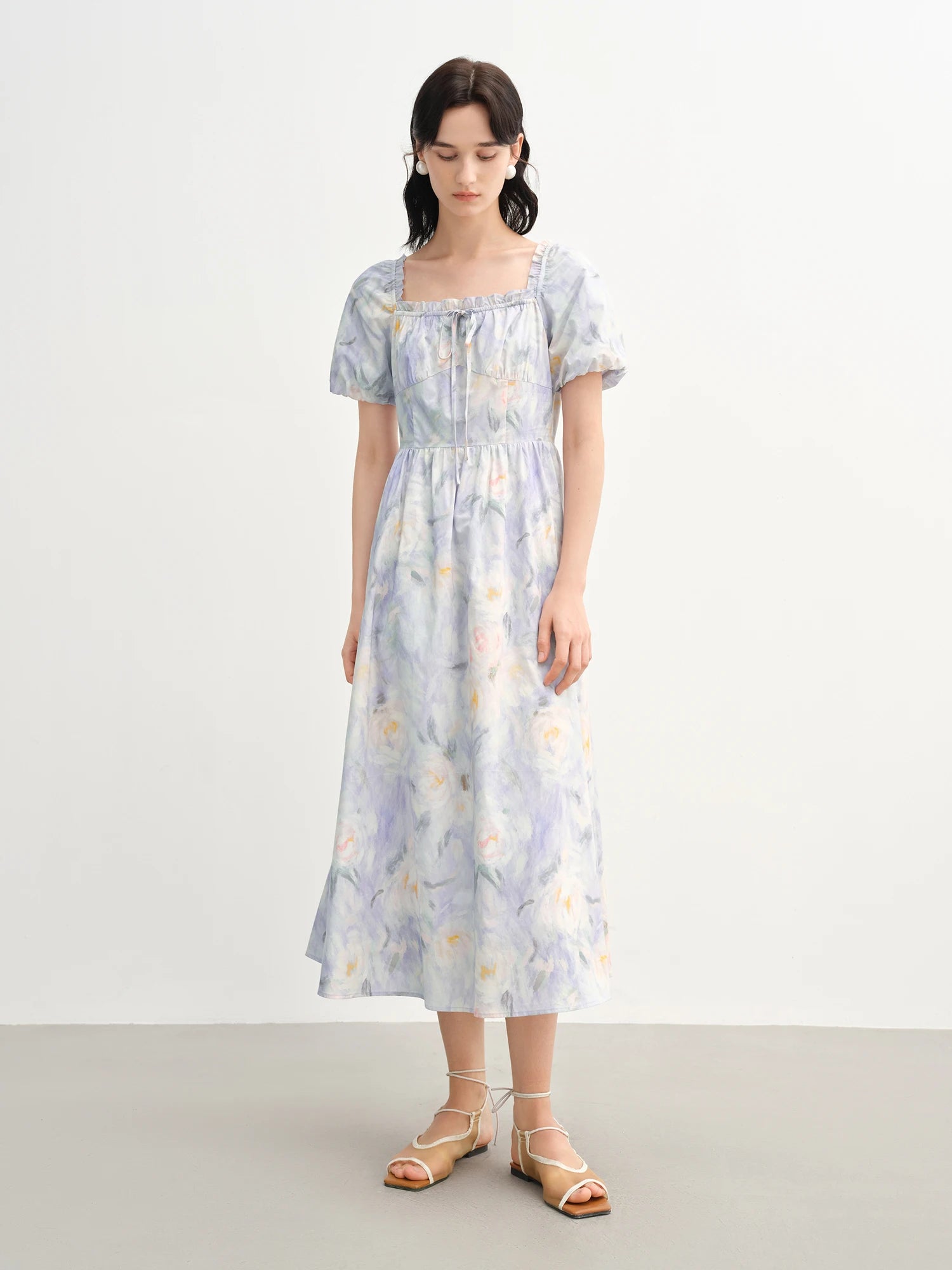 DUSHU French romantic oil painting skirt 2025 summer new product temperament sweet waist dress