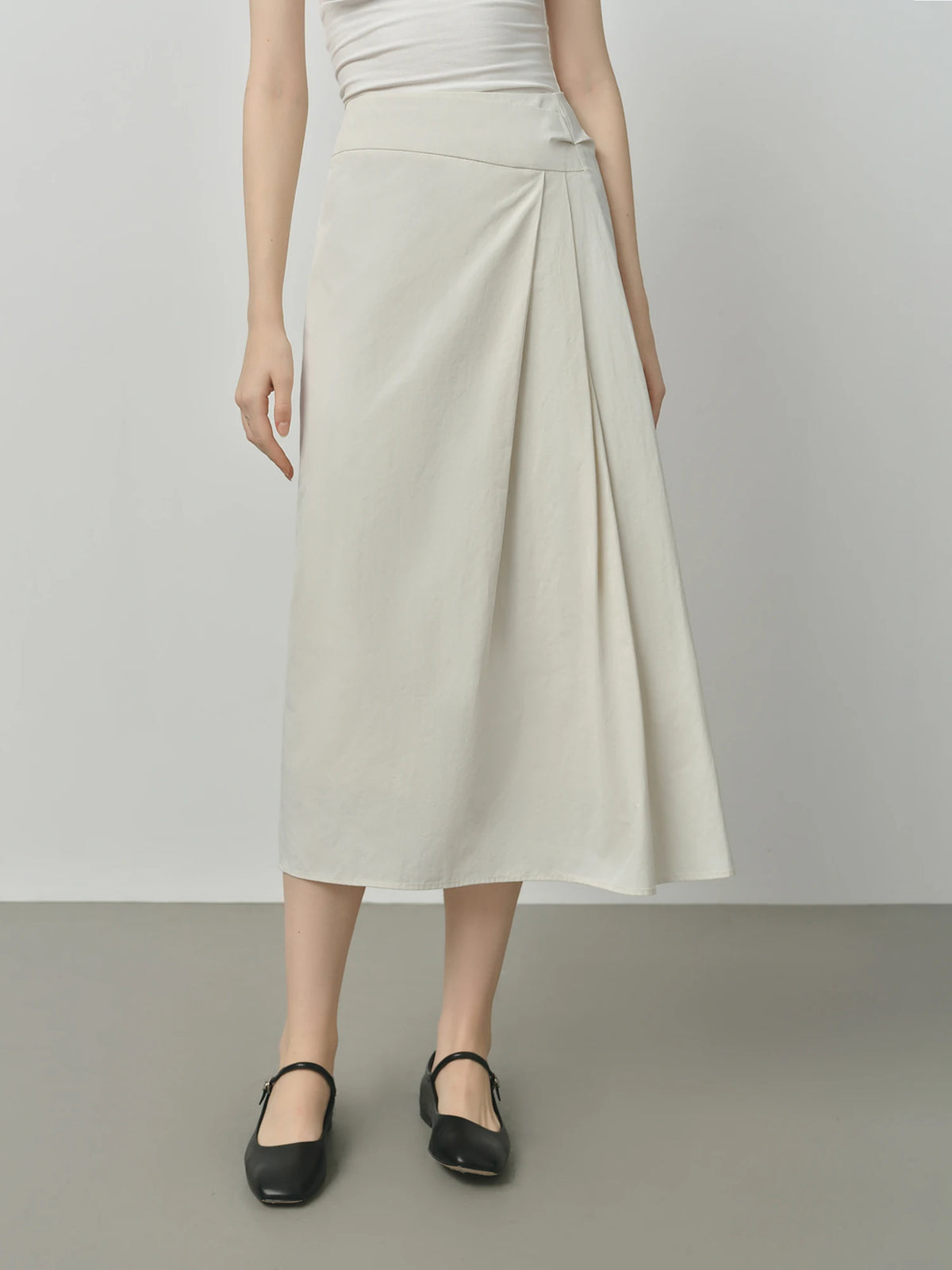 FSLE 2025 Women's High Waist A-Line Skirt - Irregular Hem Office Elegant Long Midi Autumn Textured Design with Loose Fit