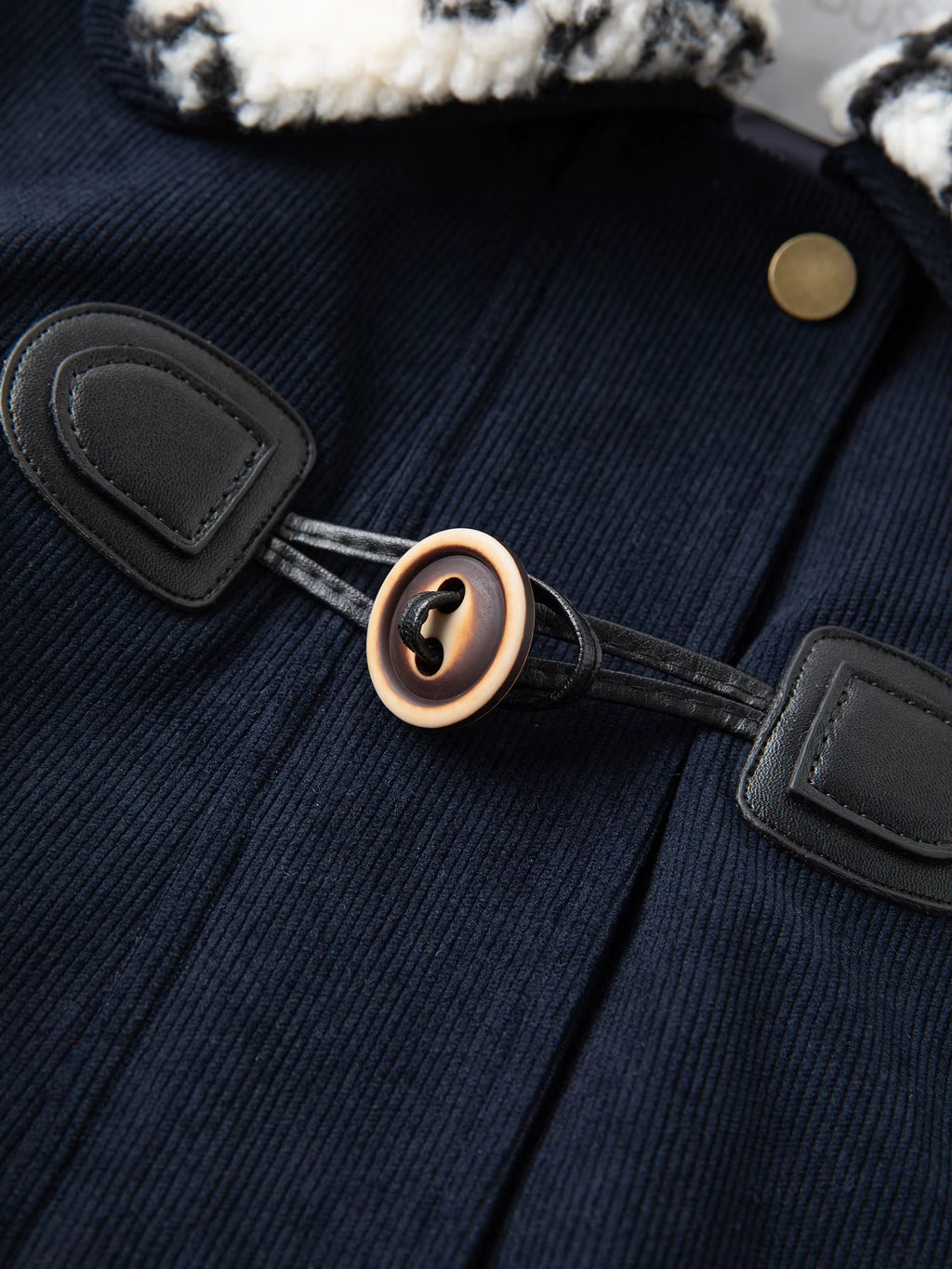 Plus-Size Women's Shearling Collar Corduroy Lined Mid-Classic Blue Tone Jacket Fall-Winter 2025 New Arrival Coat Jackets