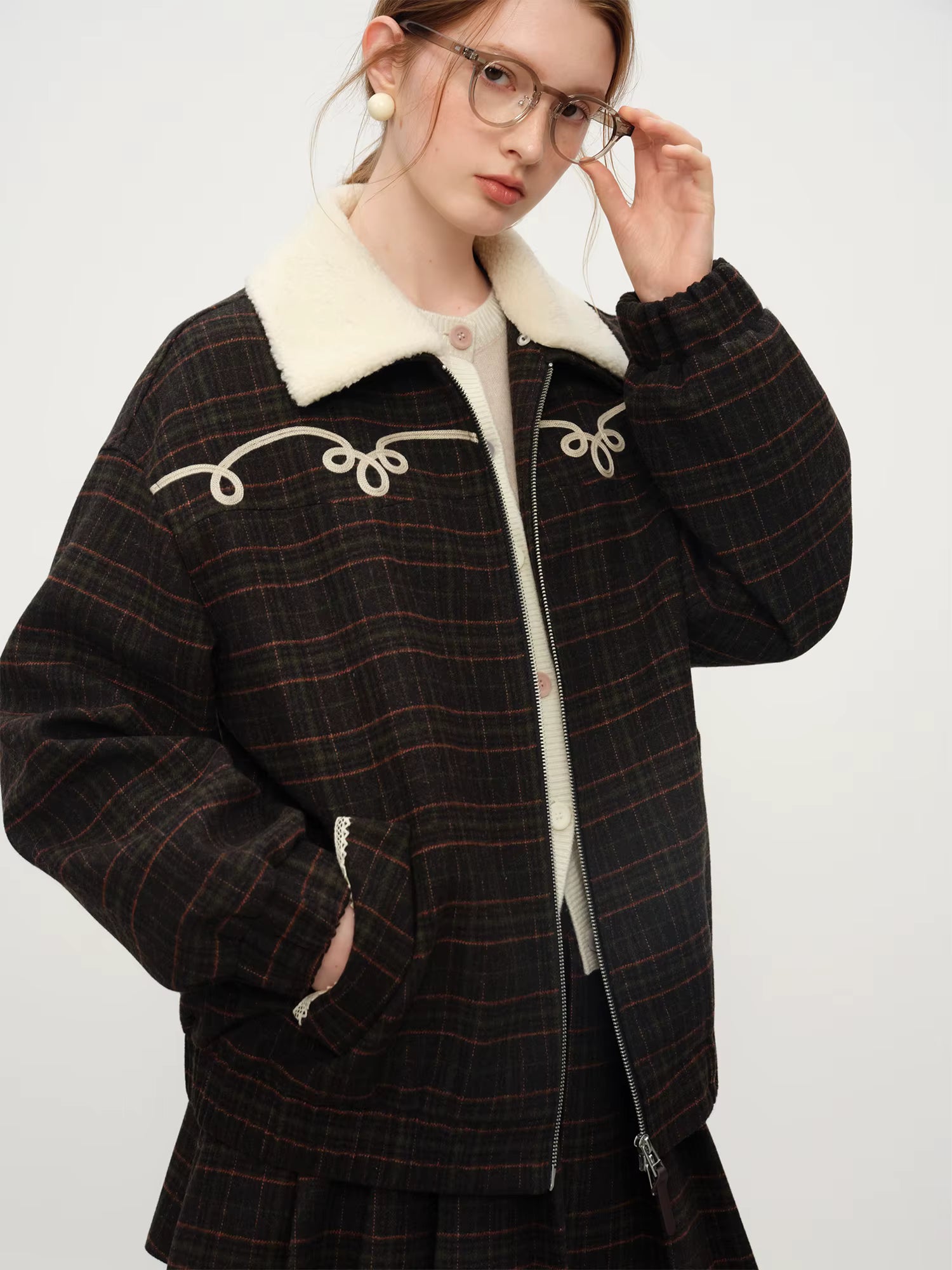 Stylish Detachable Sheepskin Collar Short Coat & Skirt Set for Women Winter 2025 New Arrival Jacket Coat and Skirts